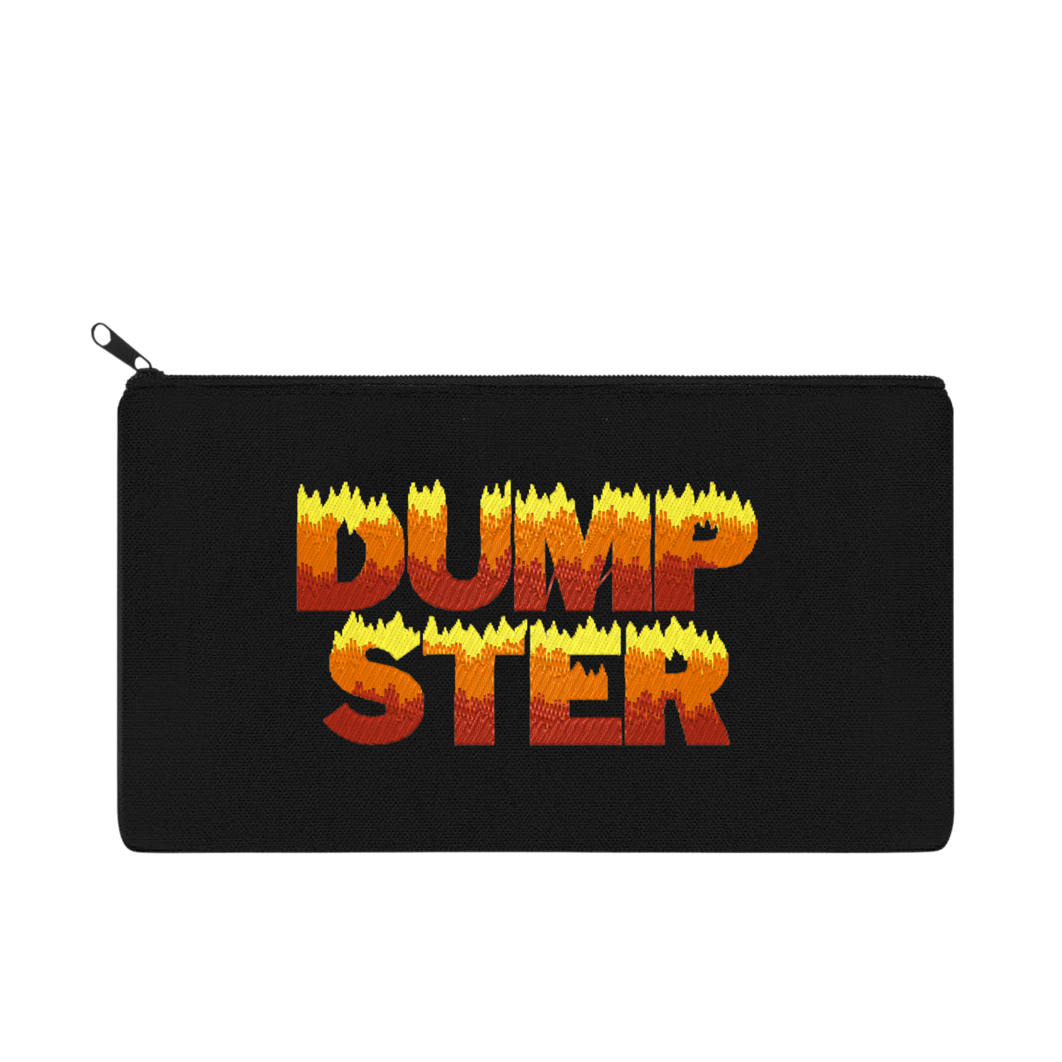 DUMP STER Flame Font Embroidered Multipurpose Zipper Pouch Bag