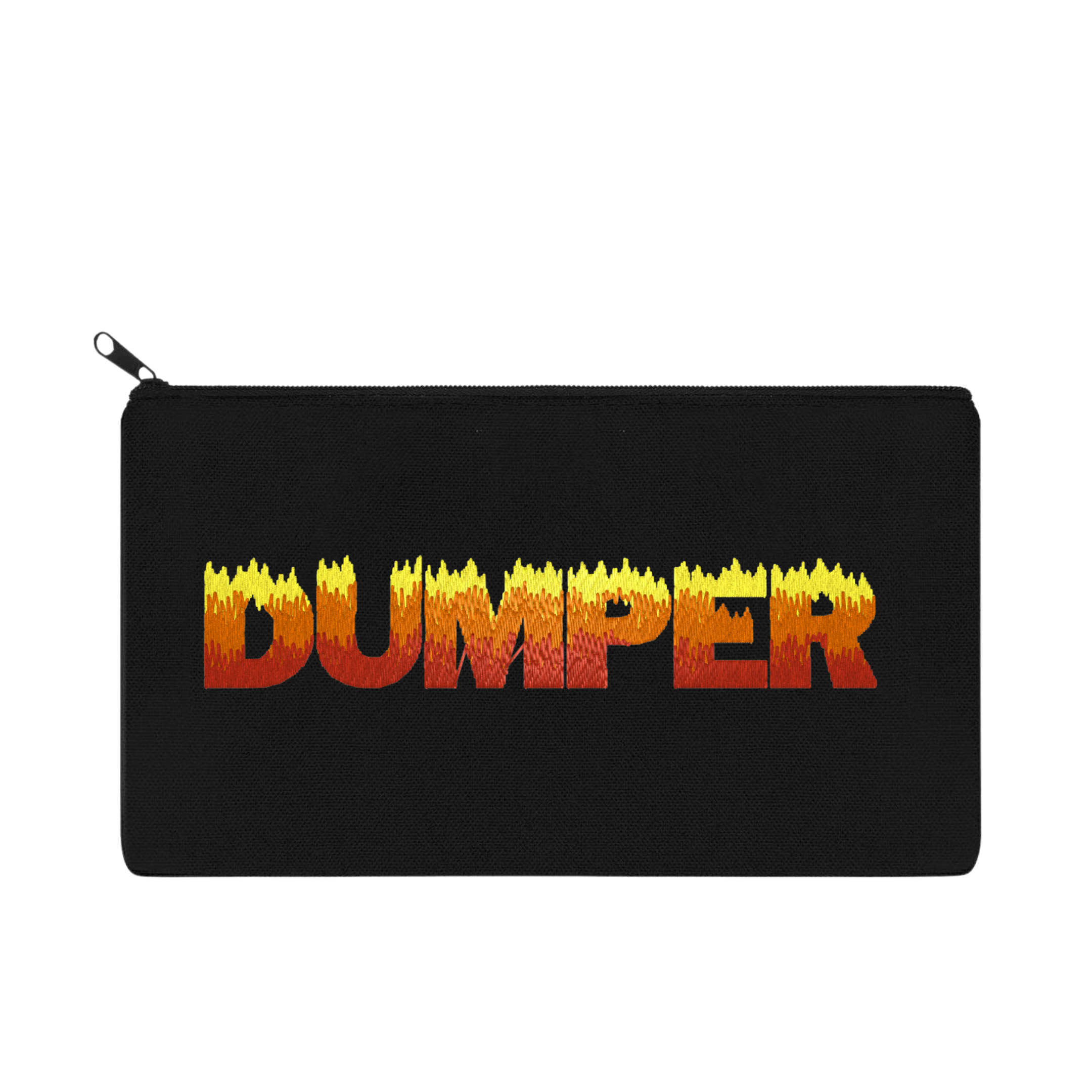 DUMPER Flame Font Embroidered Multipurpose Zipper Pouch Bag