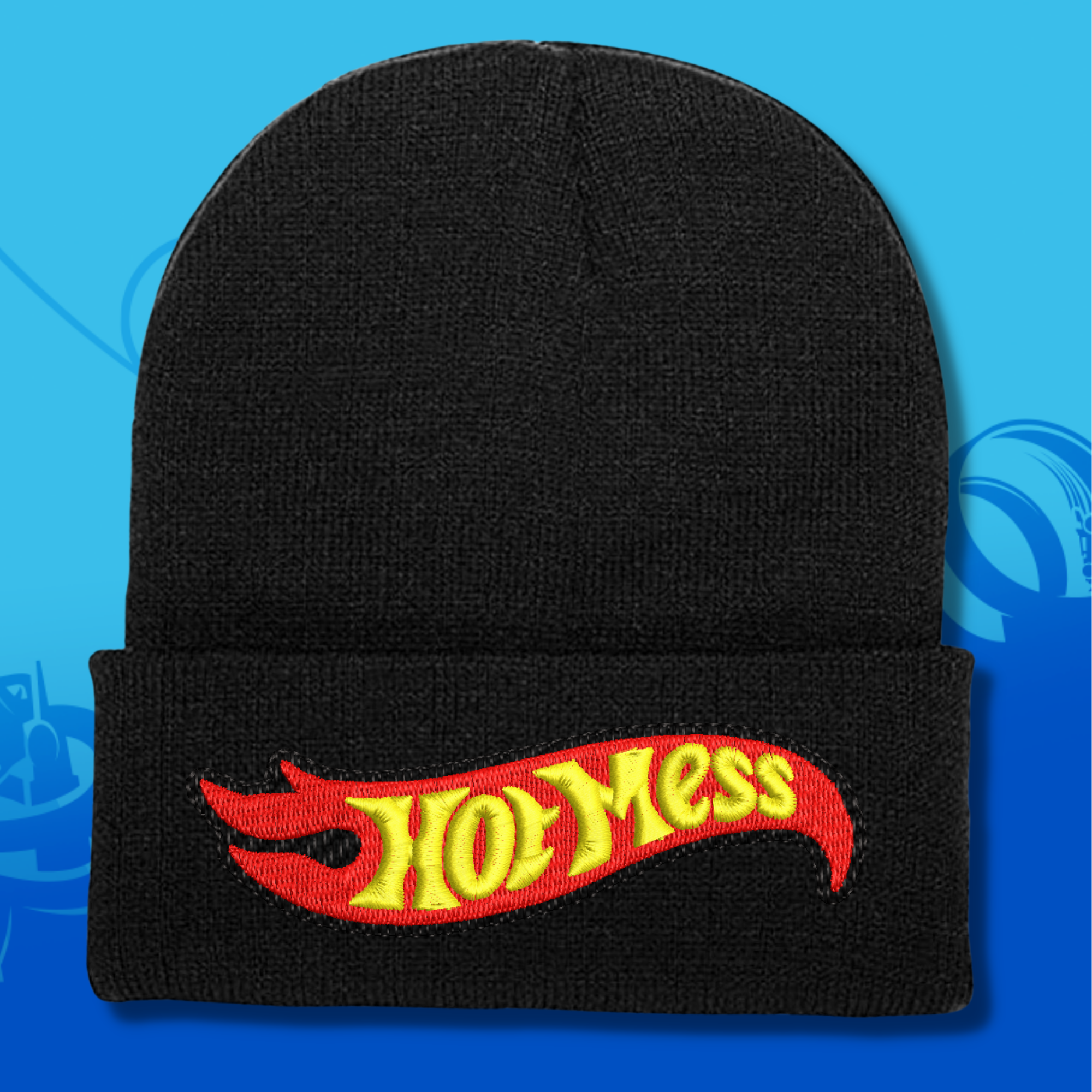 Hot Mess Embroidered Beanie Hat, One Size Fits All