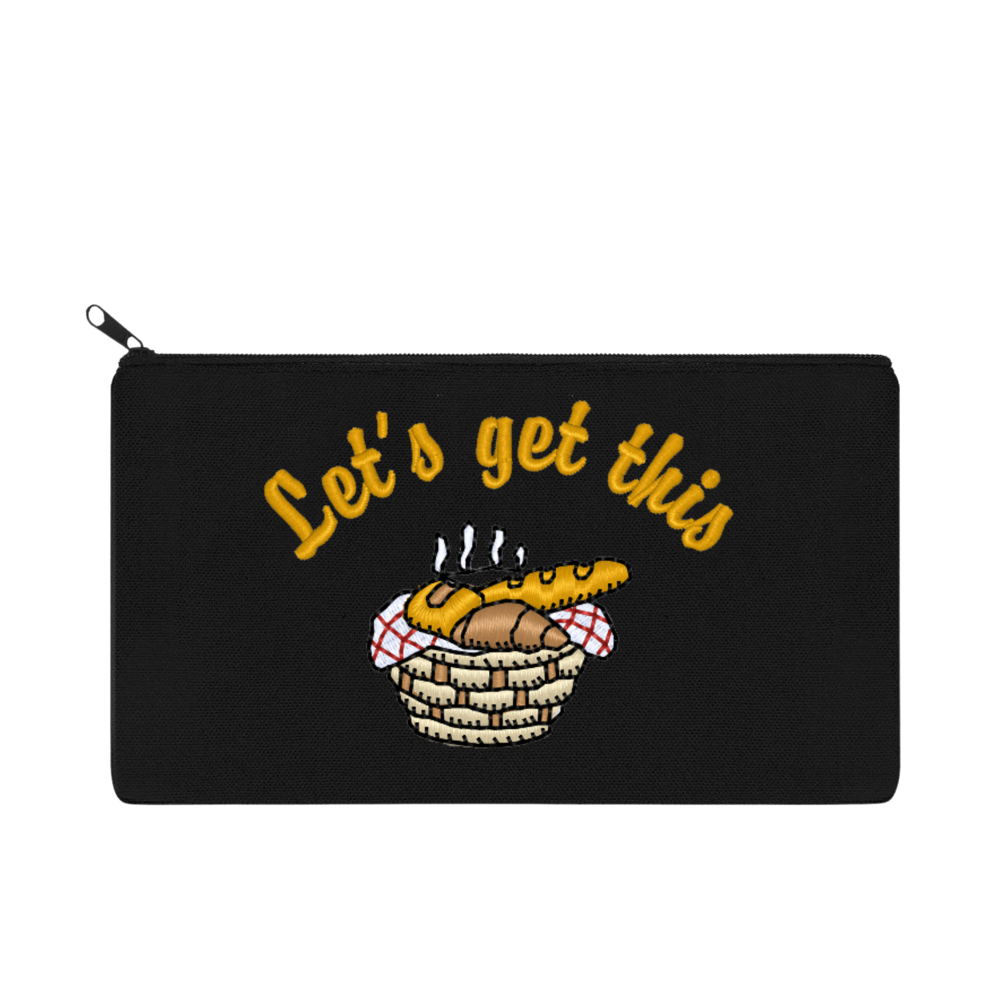 Lets Get This Bread Embroidered Multipurpose Zipper Pouch Bag
