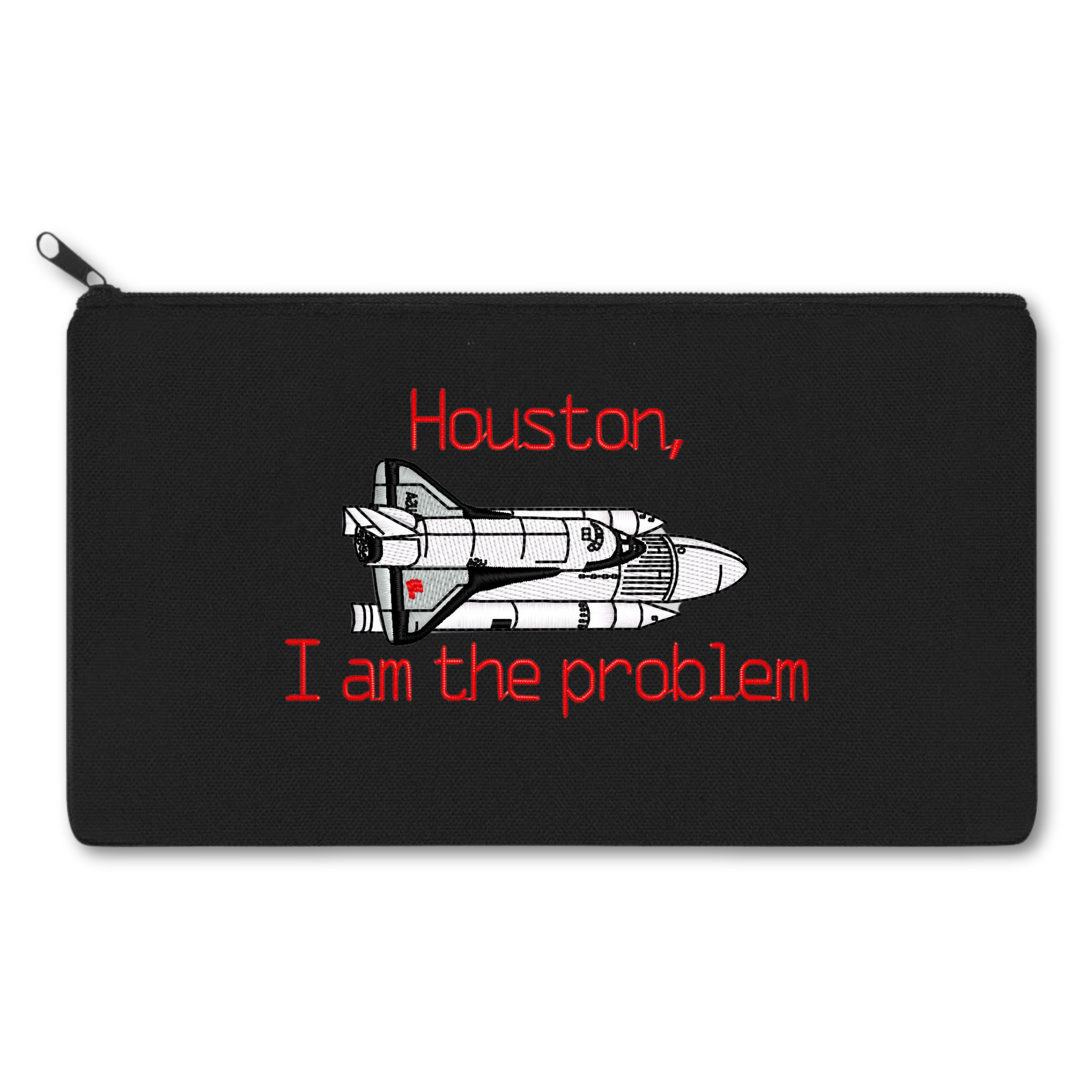 Houston I Am the Problem Embroidered Multipurpose Zipper Pouch Bag