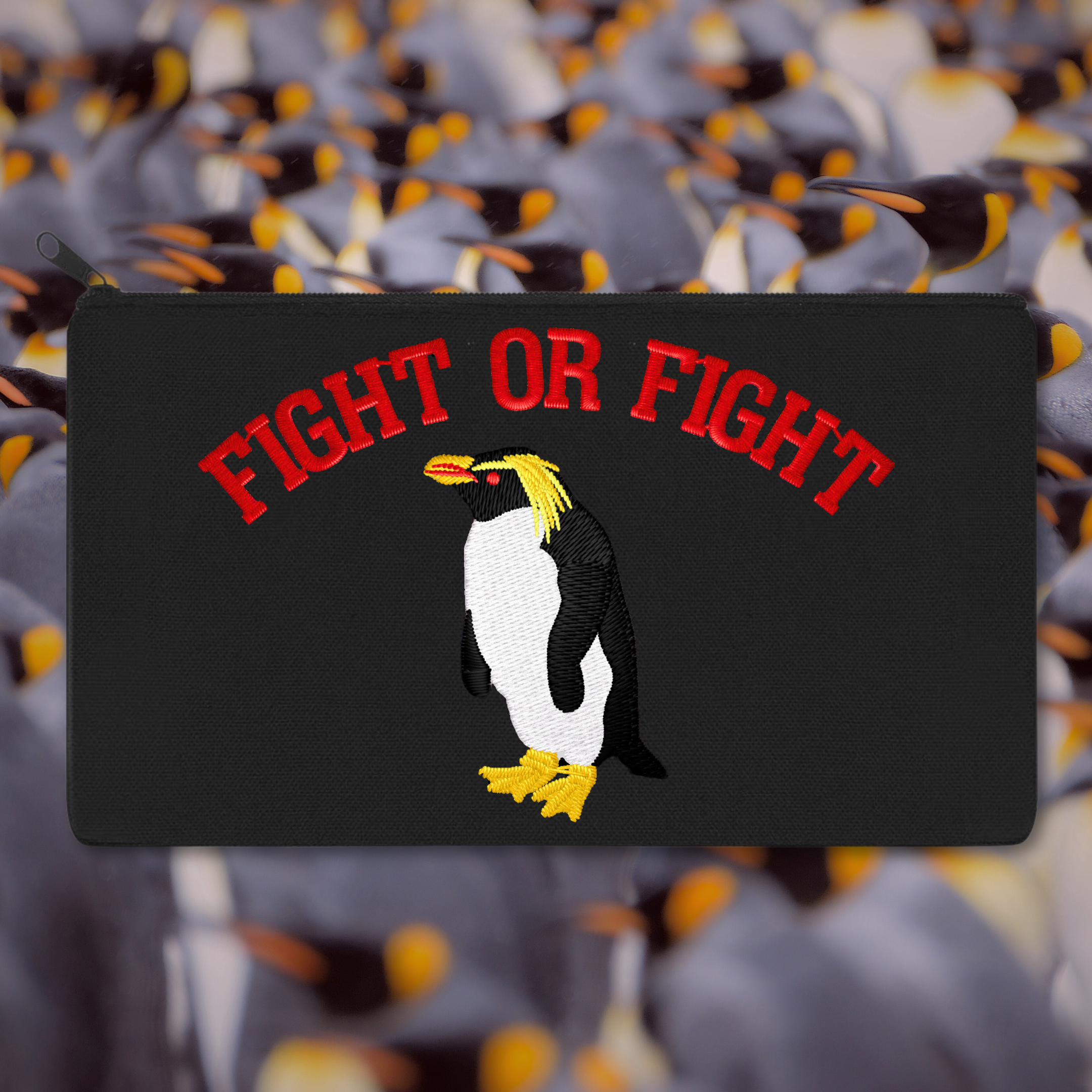 Fight or Fight Embroidered Multipurpose Zipper Pouch Bag