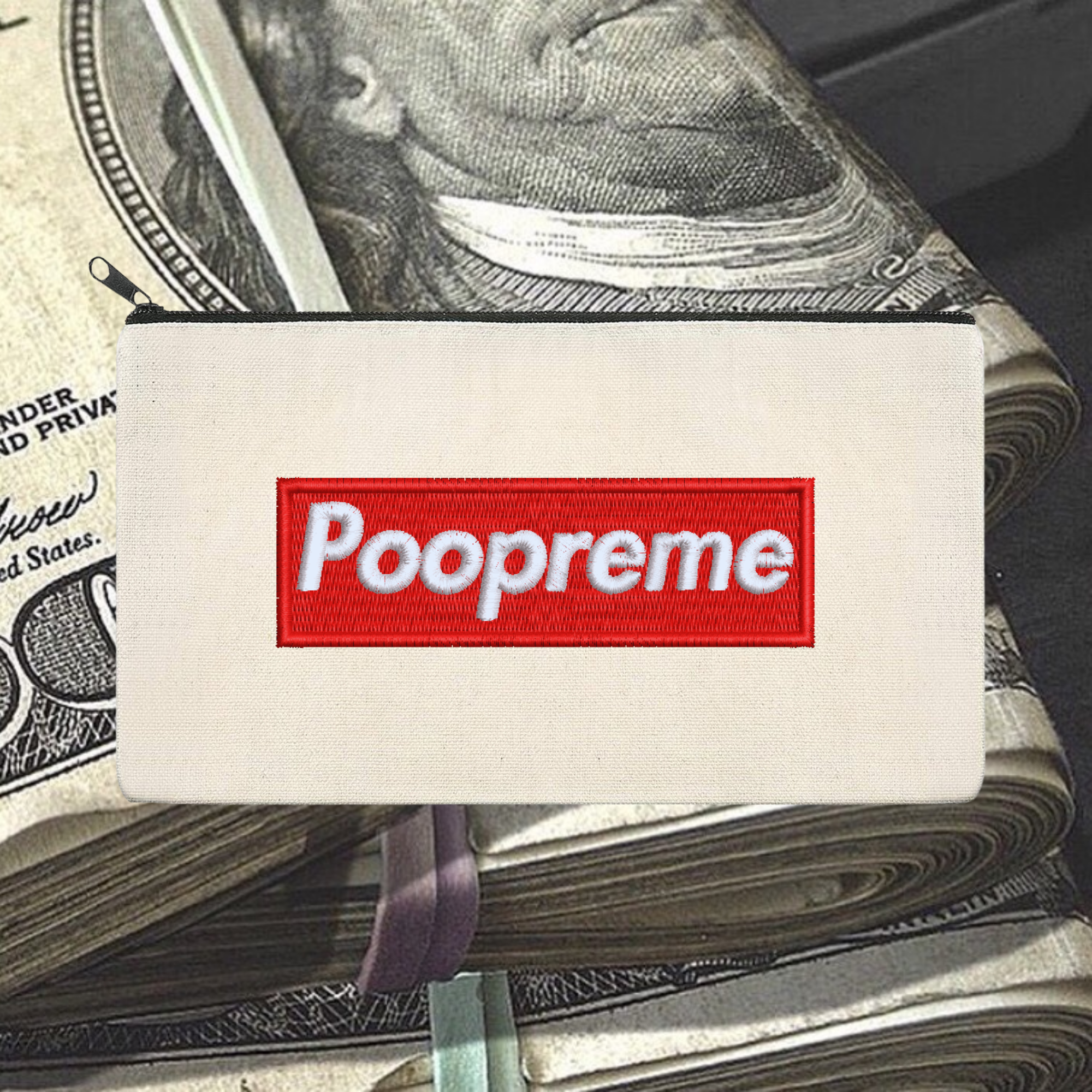 Poopreme Embroidered Multipurpose Zipper Pouch Bag