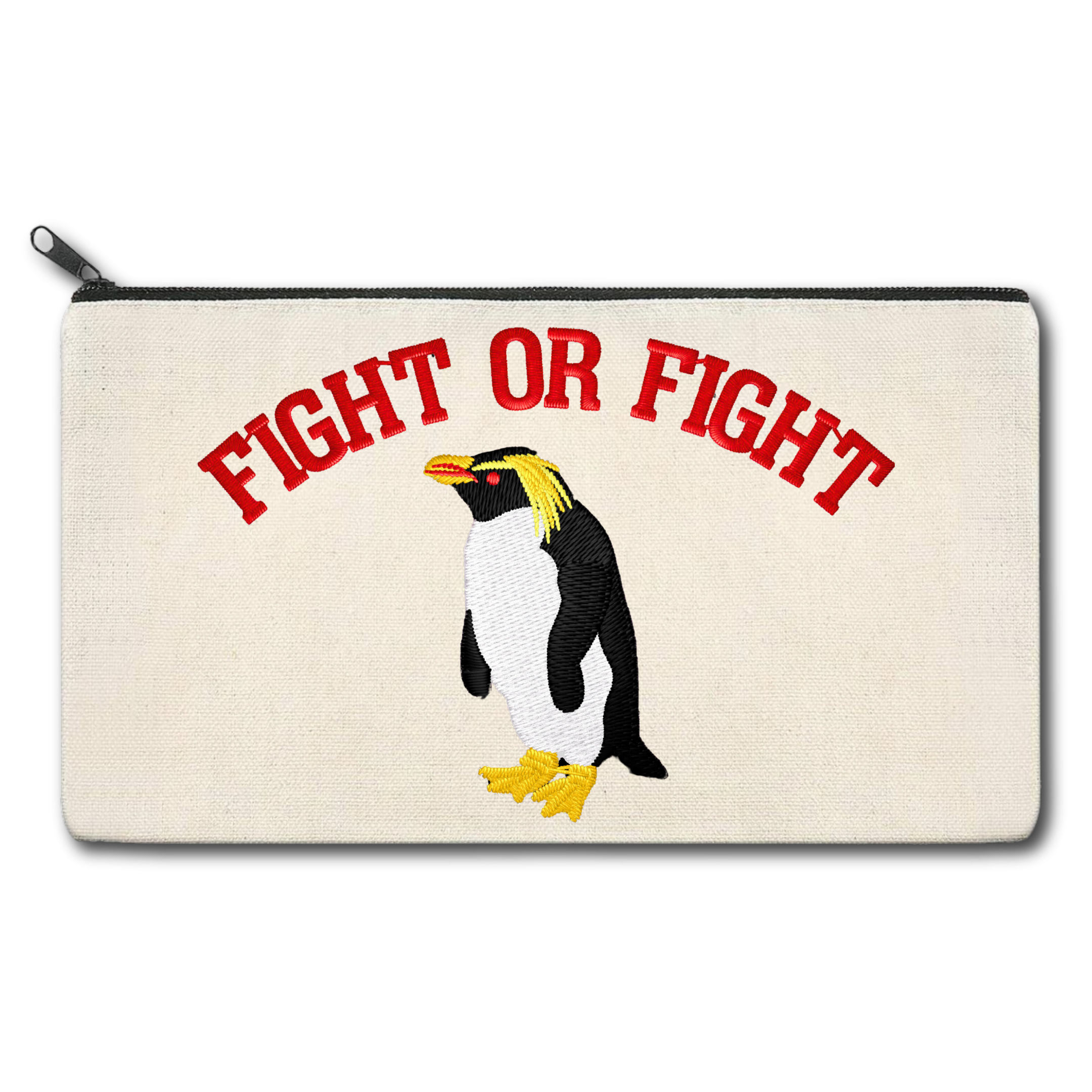 Fight or Fight Embroidered Multipurpose Zipper Pouch Bag