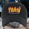 Load image into Gallery viewer, Trash Goblin Flame Font Embroidered Black Dad Hat, One Size Fits All