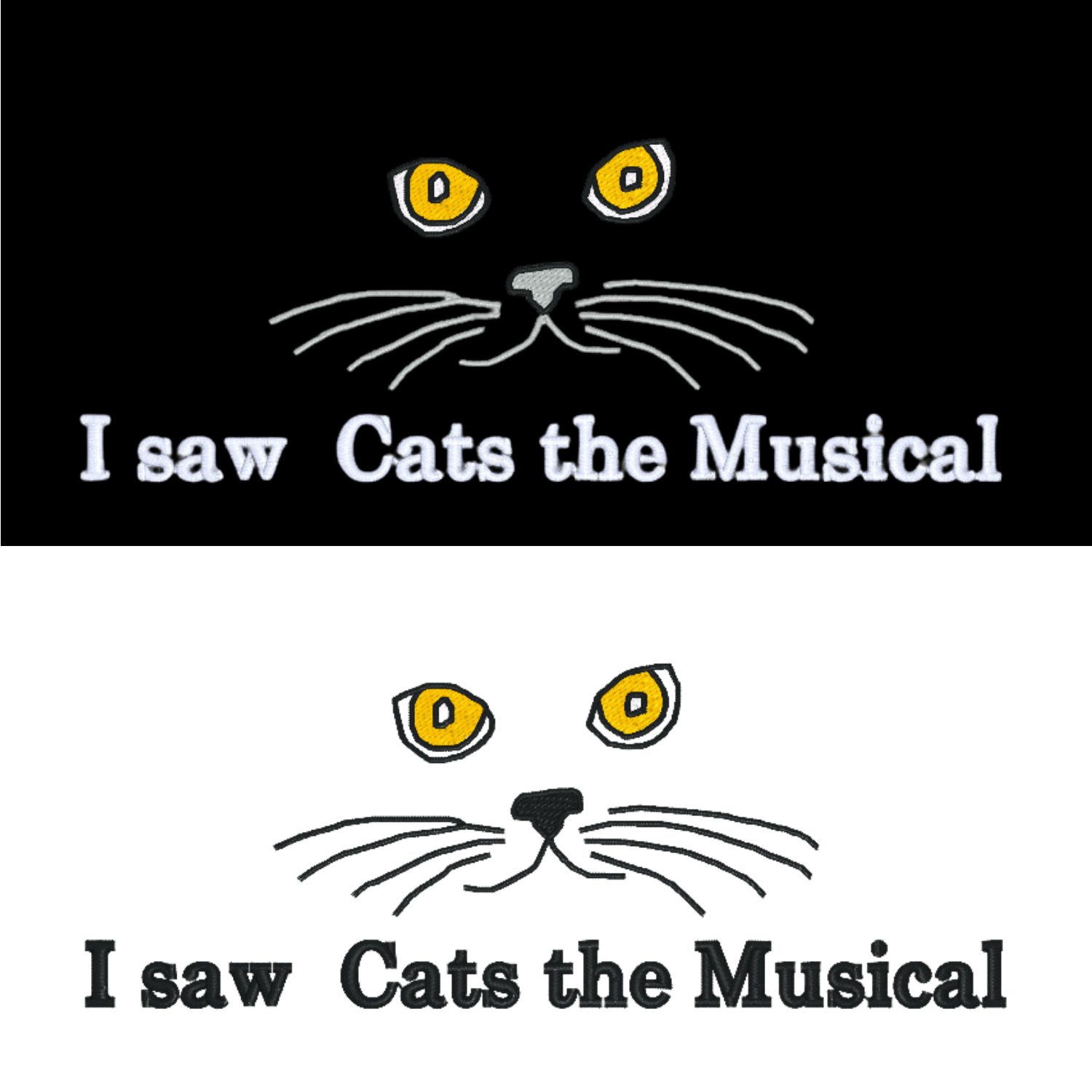 I Saw Cats the Musical Embroidered Tee Shirt, Unisex