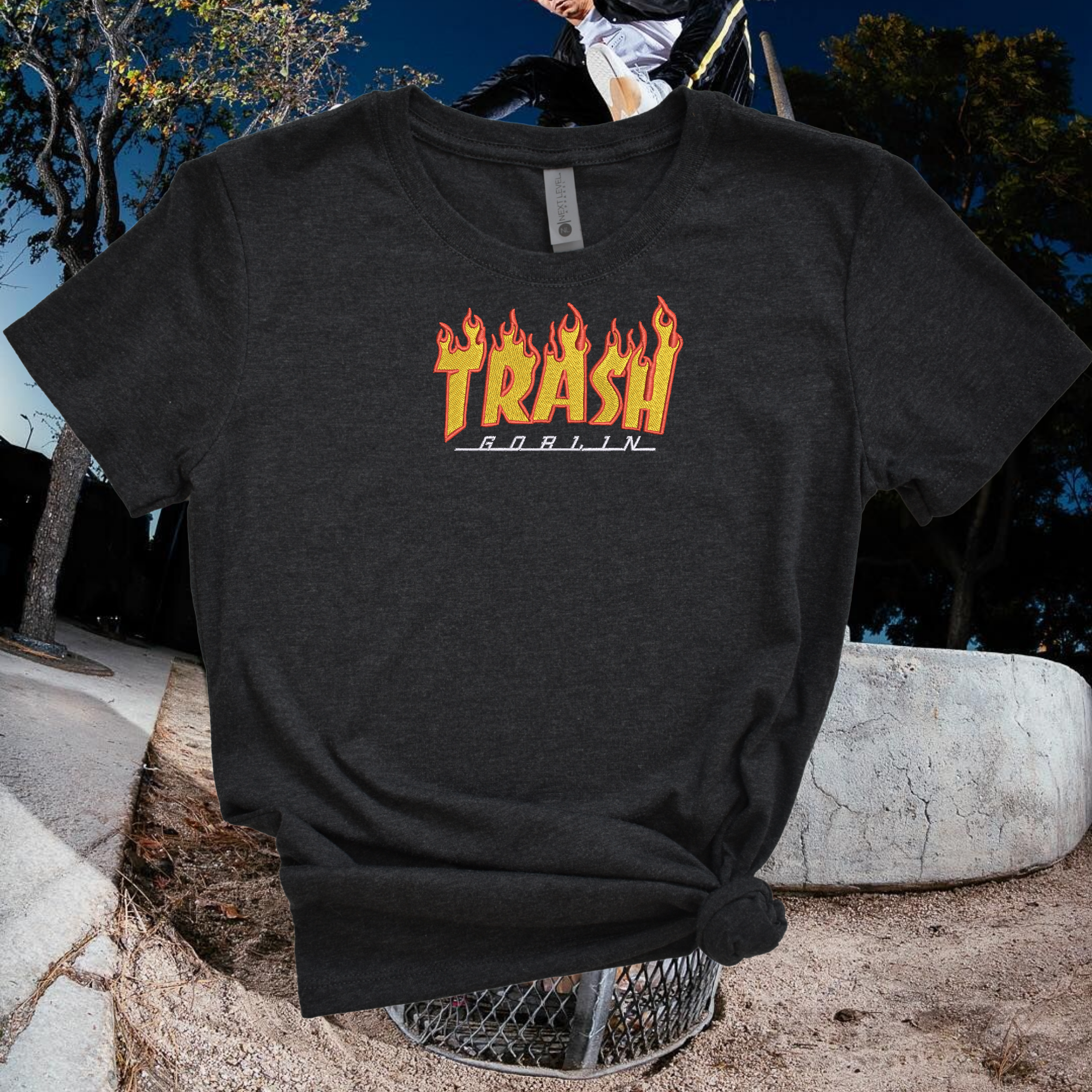 Trash Goblin Embroidered Tee Shirt, Unisex