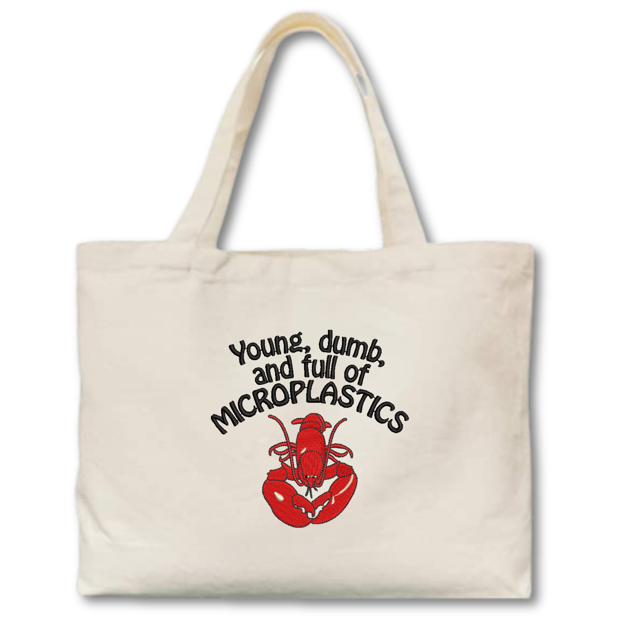 Microplastics Embroidered Canvas Tote Bag