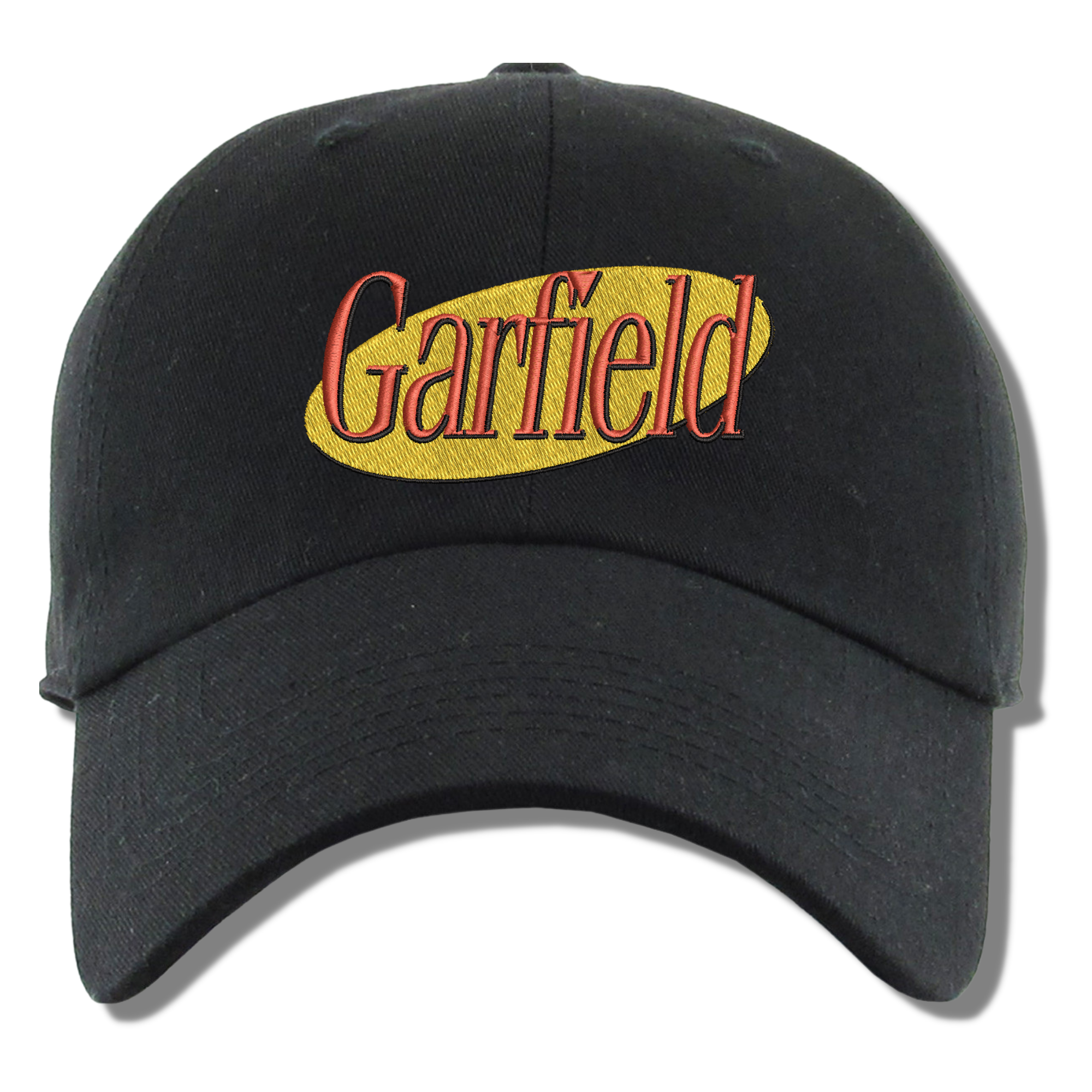 Garfield Seinfeld Crossover Episode Embroidered Black Dad Hat, One Size Fits All