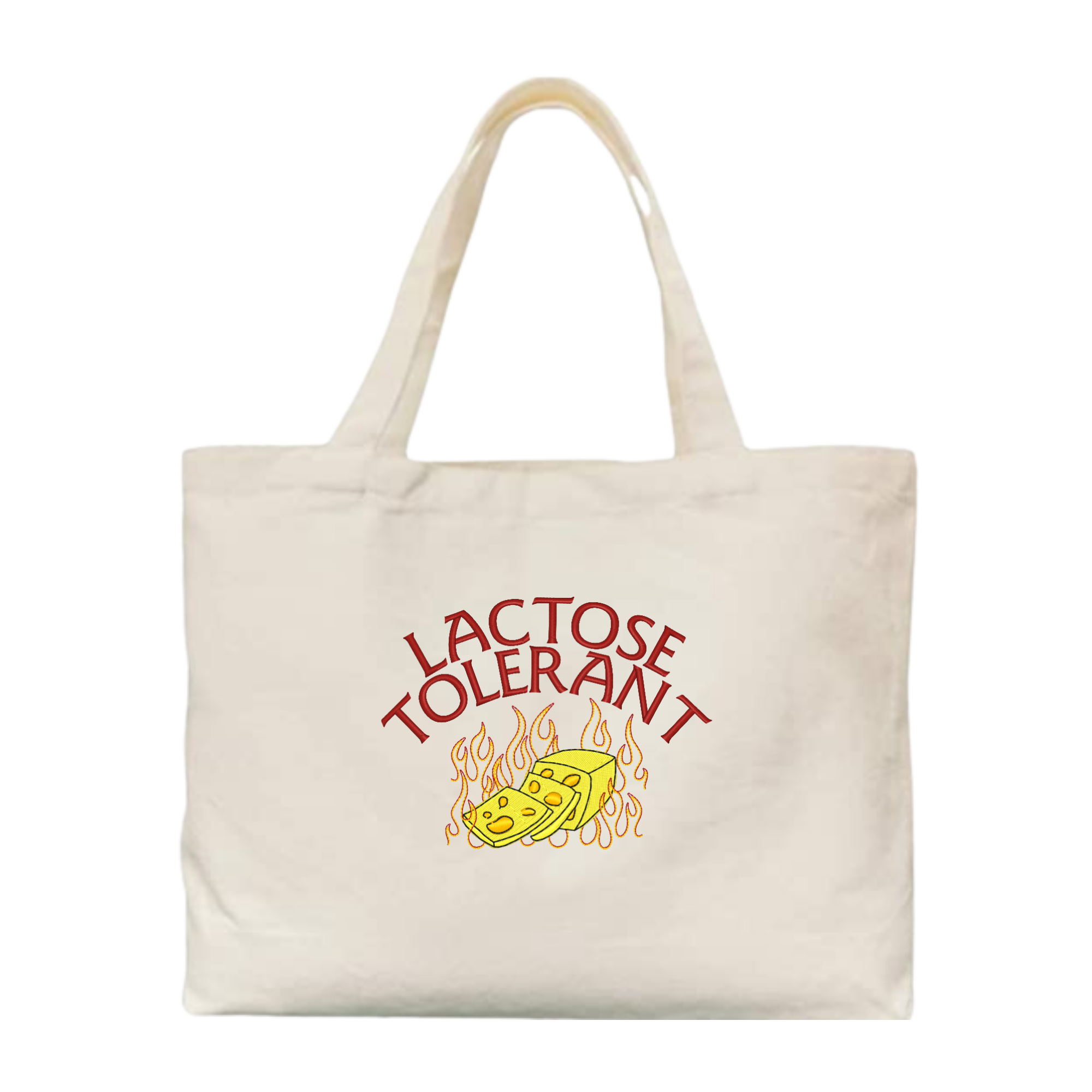 Lactose Tolerant Embroidered Canvas Tote Bag