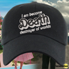 Load image into Gallery viewer, I Am Become Death Destroyer of Worlds Barbenheimer Barbie Font Embroidered Black Dad Hat, One Size Fits All