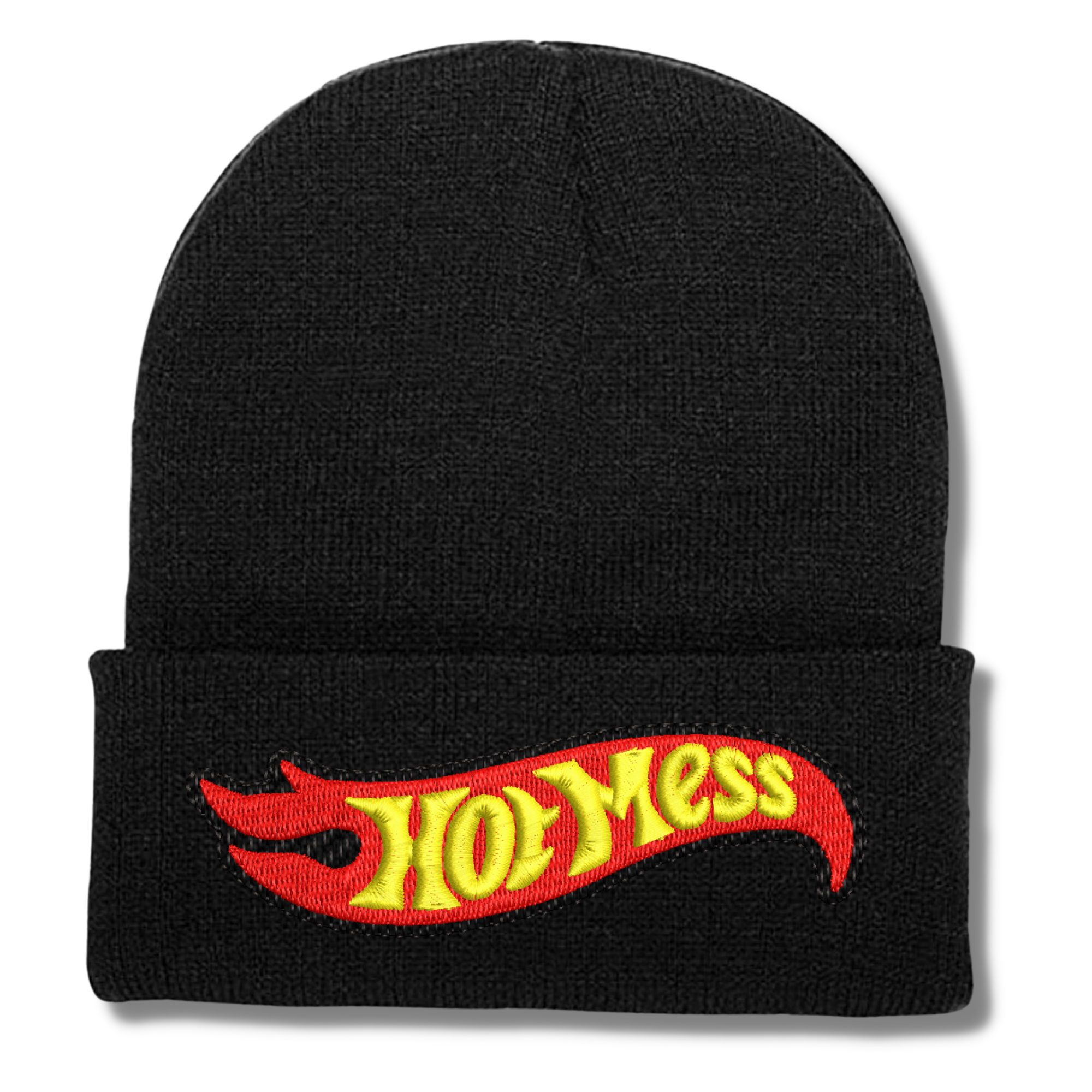 Hot Mess Embroidered Beanie Hat, One Size Fits All