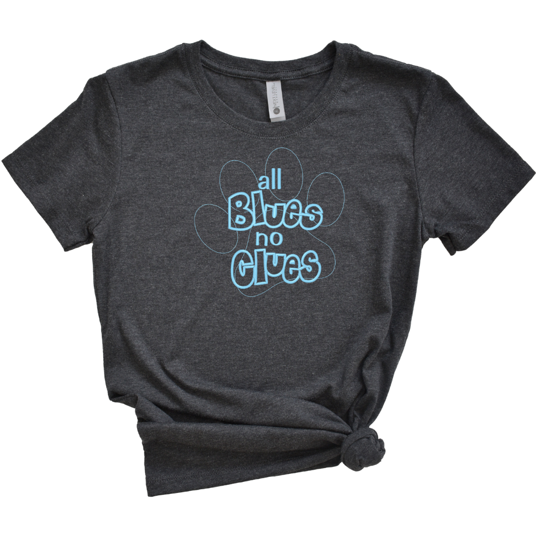 All Blues No Clues Embroidered Tee Shirt, Unisex