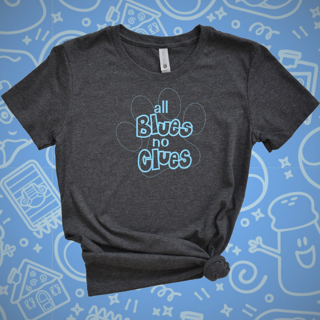 All Blues No Clues Embroidered Tee Shirt, Unisex