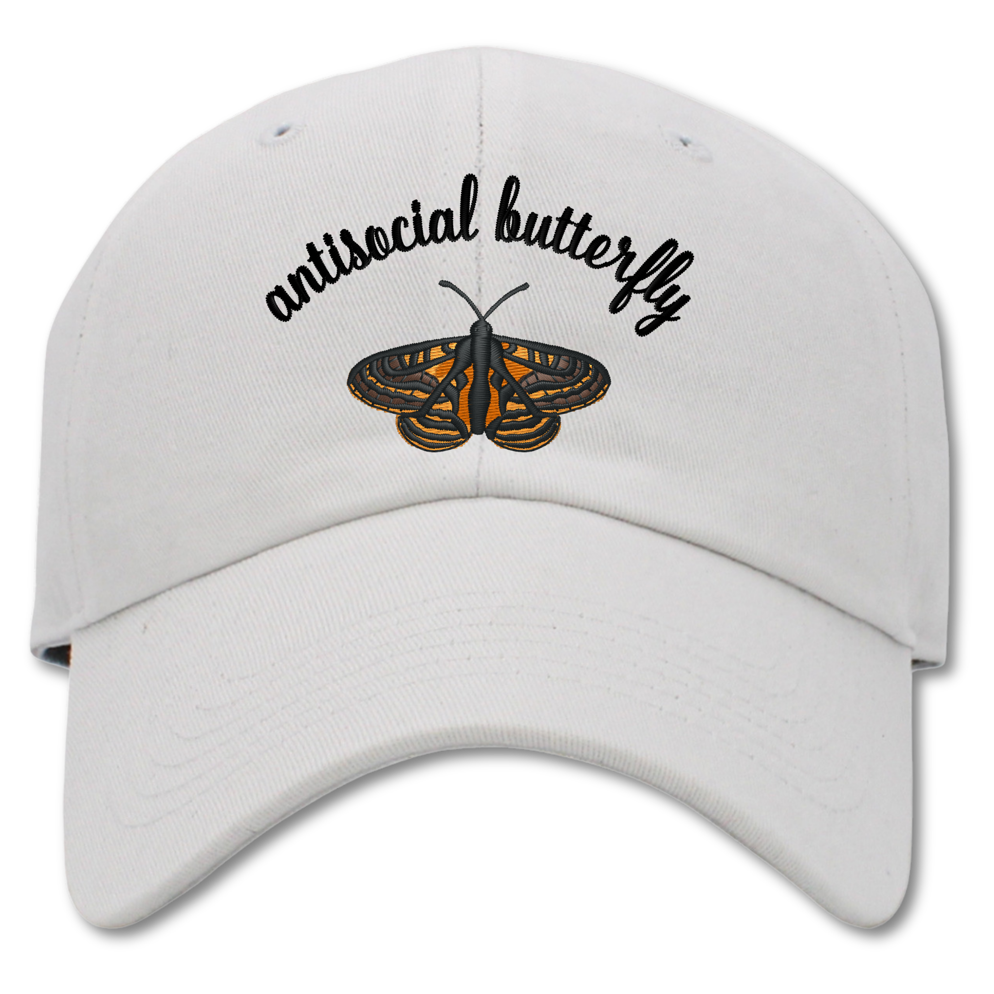 Antisocial Butterfly Embroidered Dad Hat, One Size Fits All