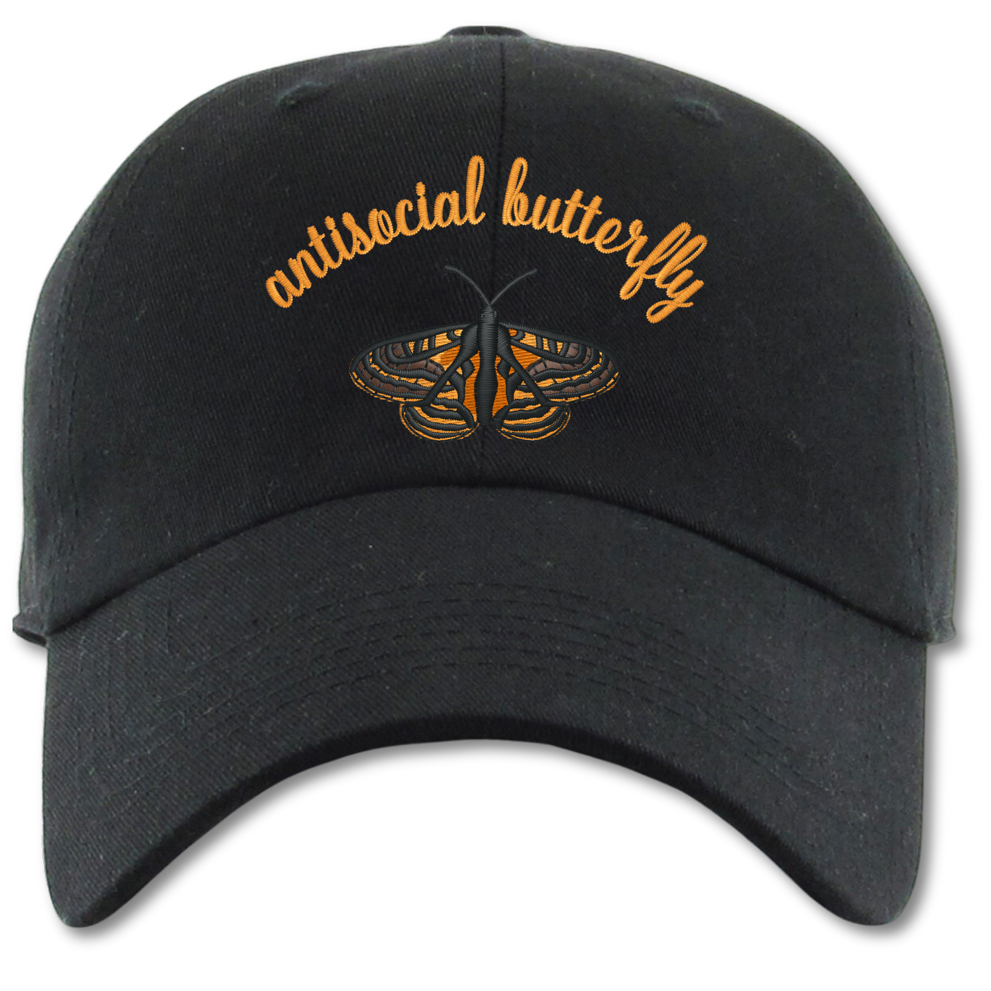 Antisocial Butterfly Embroidered Dad Hat, One Size Fits All