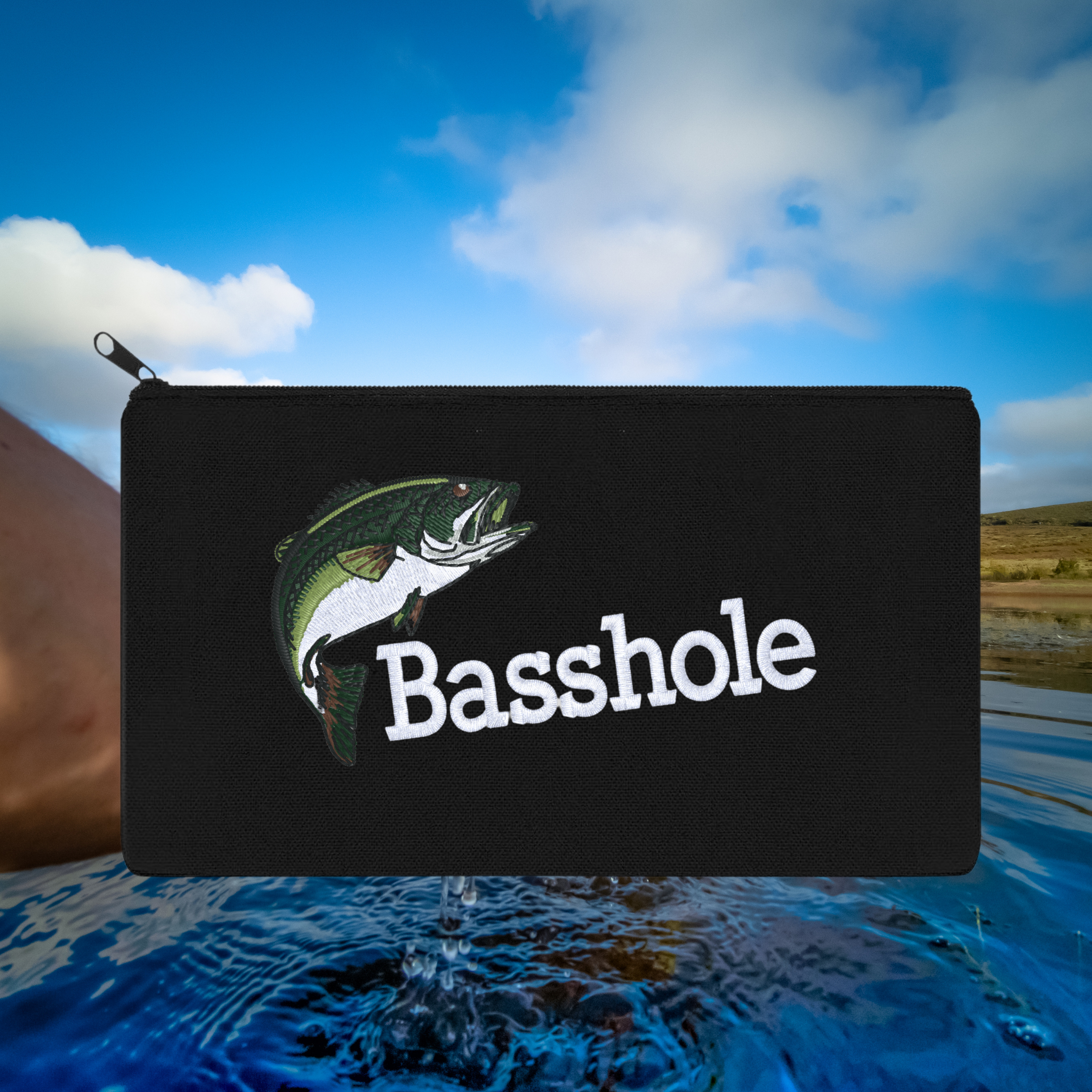 Basshole Embroidered Multipurpose Zipper Pouch Bag