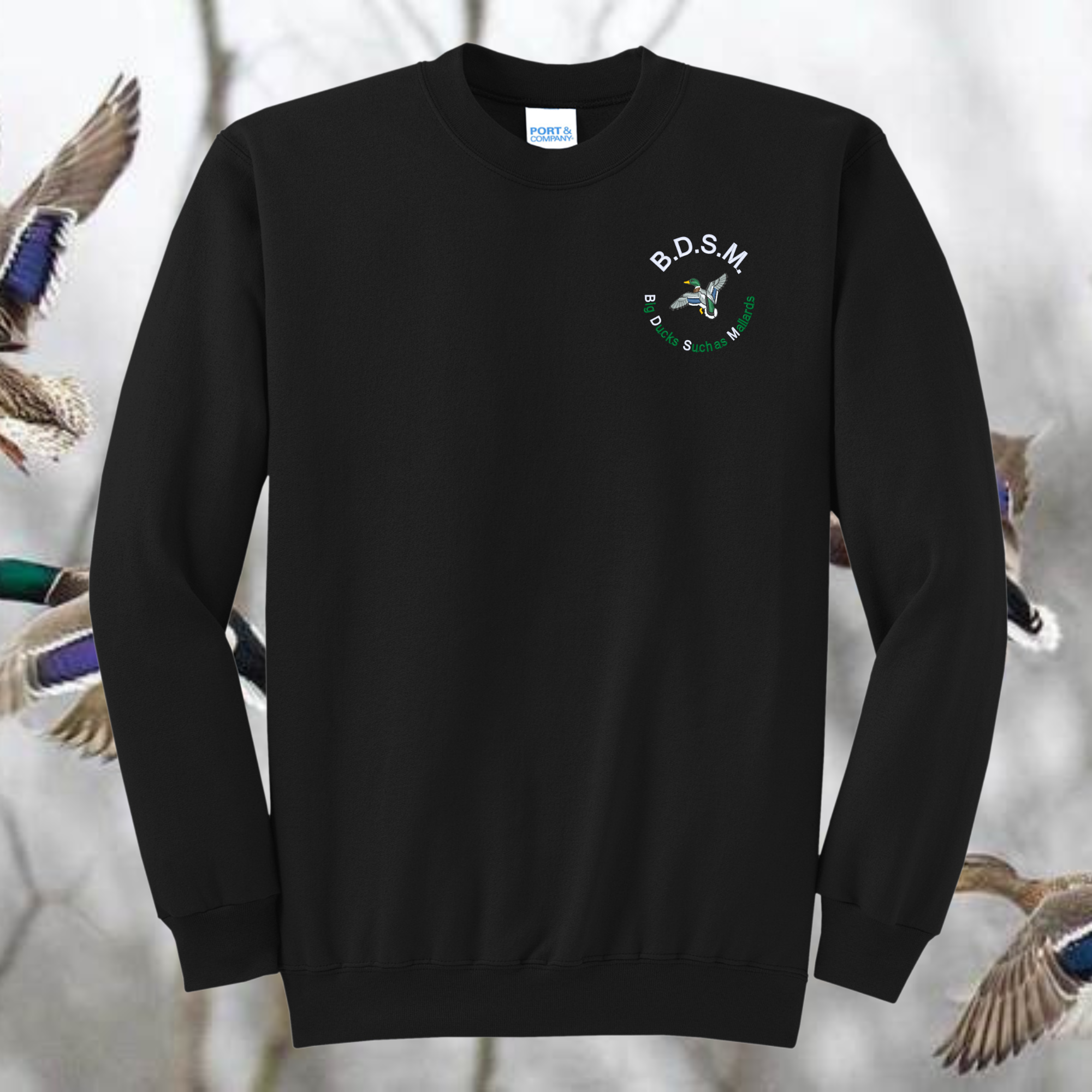 Big Ducks Such as Mallards BDSM Embroidered Crewneck Sweatshirt, Unisex