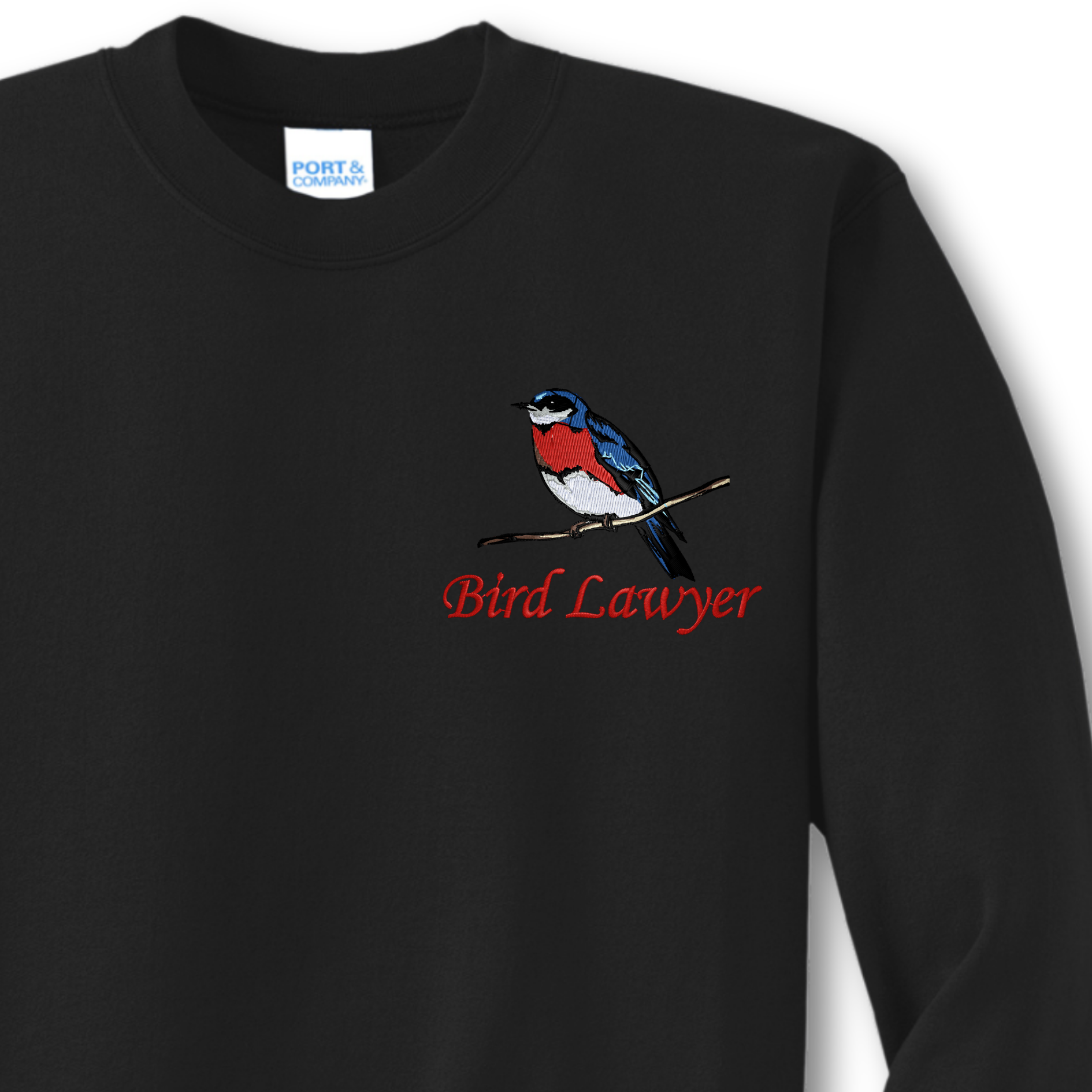 Bird Lawyer Embroidered Crewneck Sweatshirt, Unisex