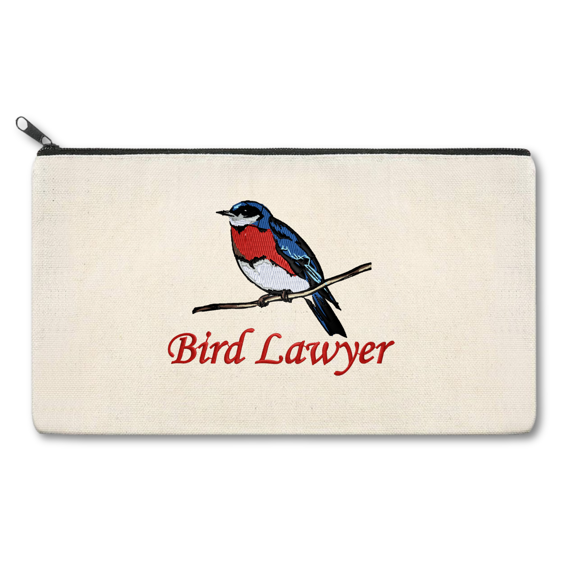 Bird Lawyer Embroidered Multipurpose Zipper Pouch Bag