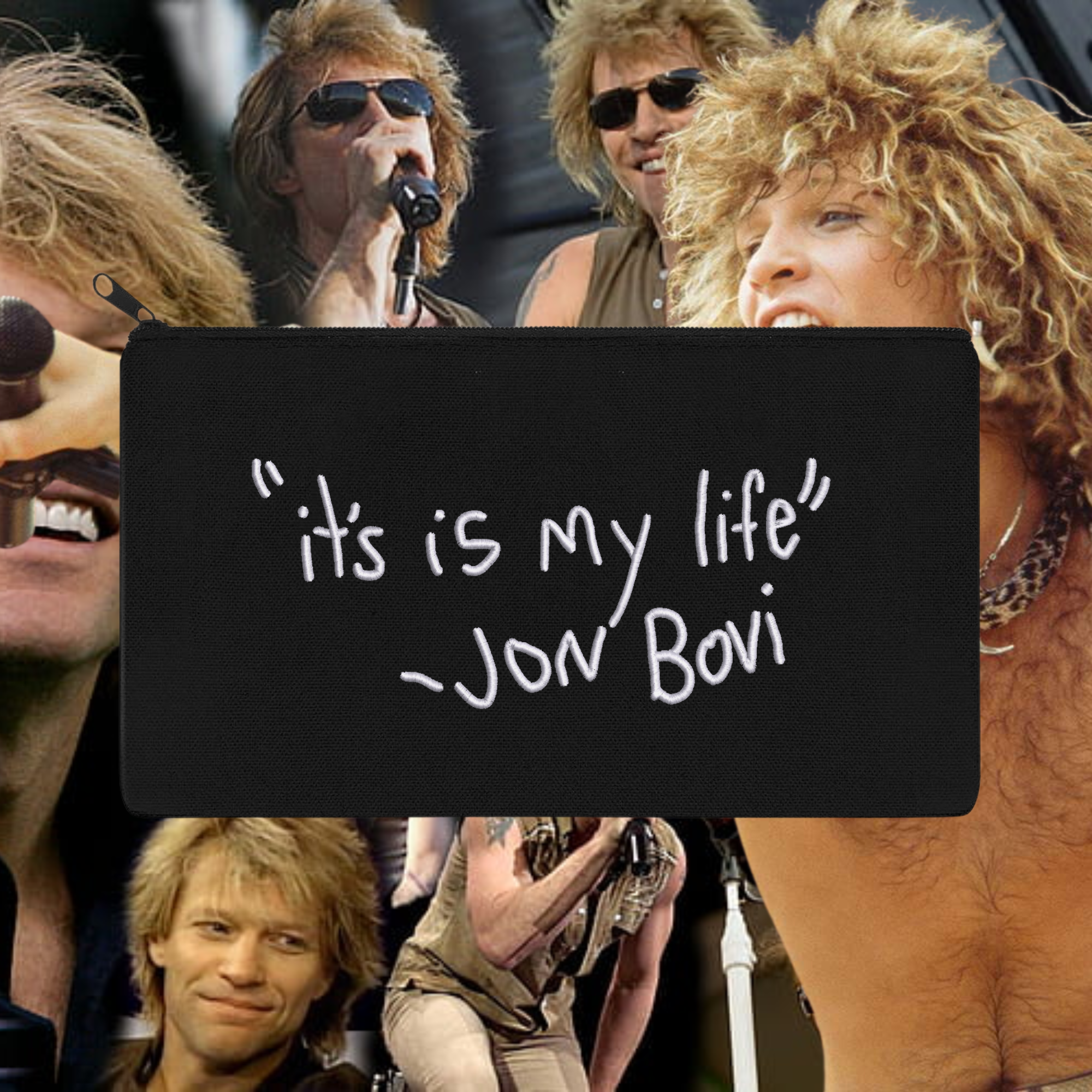 Its Is My Life Jon Bovi Bon Jovi Embroidered Multipurpose Zipper Pouch Bag