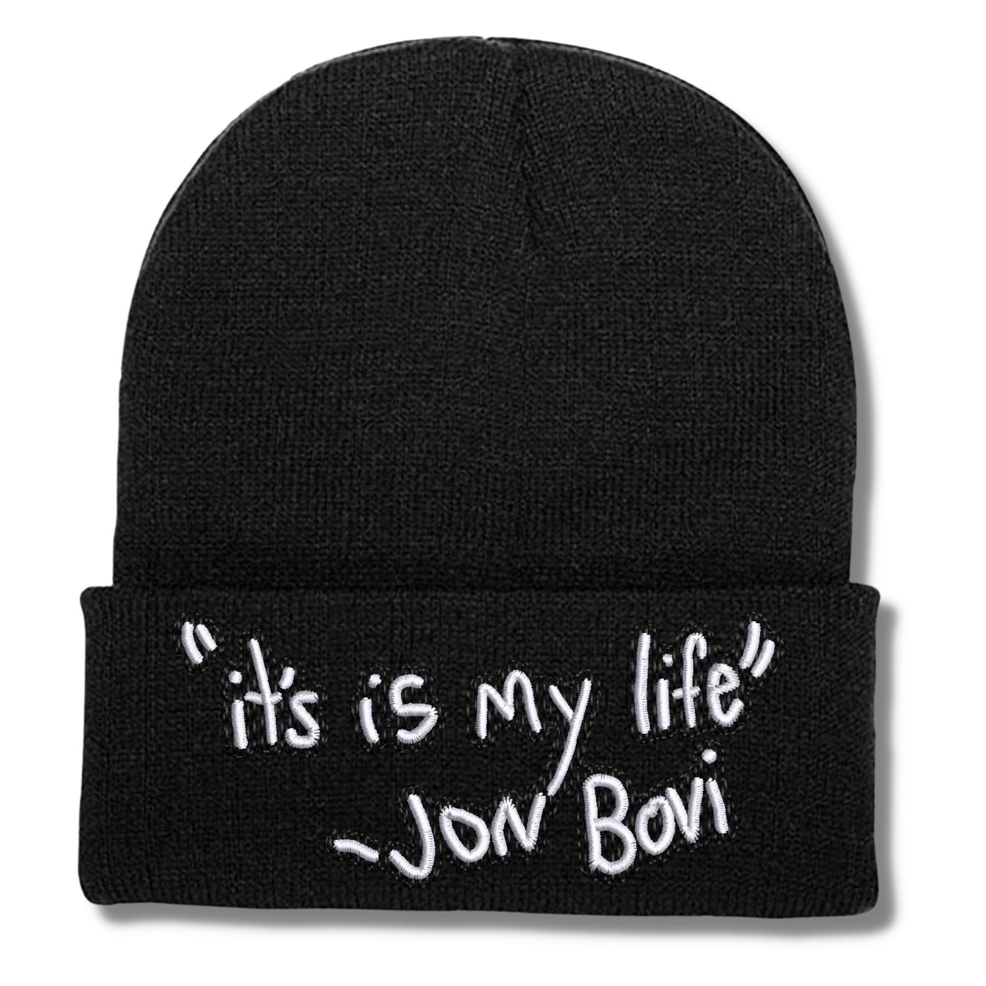 Its Is My Life Jon Bovi Bon Jovi Embroidered Beanie Hat, One Size Fits All