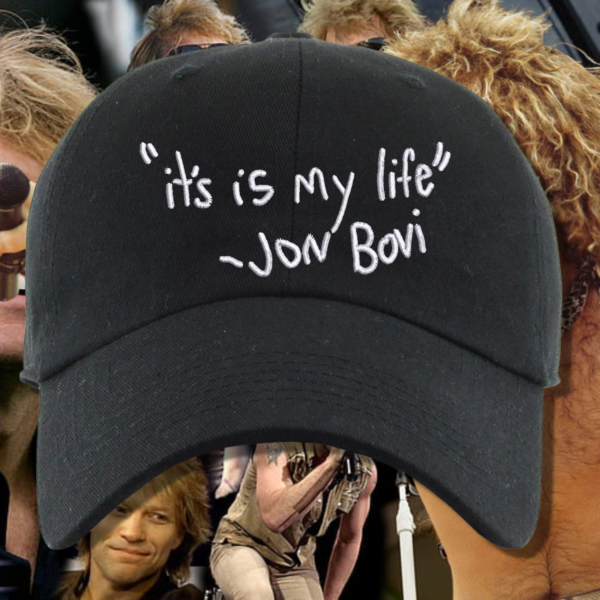 It's Is My Life Jon Bovi Bon Jovi Embroidered Black Dad Hat, One Size Fits All