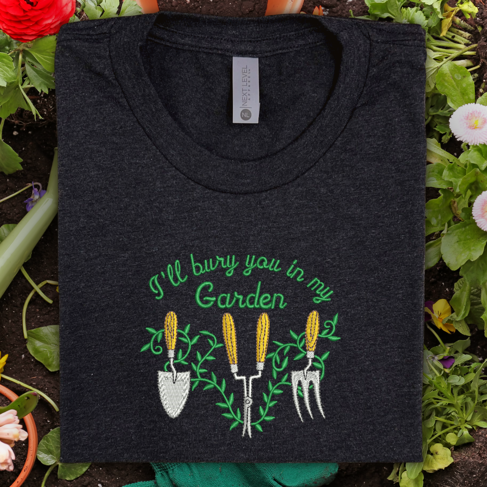 Bury You In My Garden Embroidered Tee Shirt Unisex
