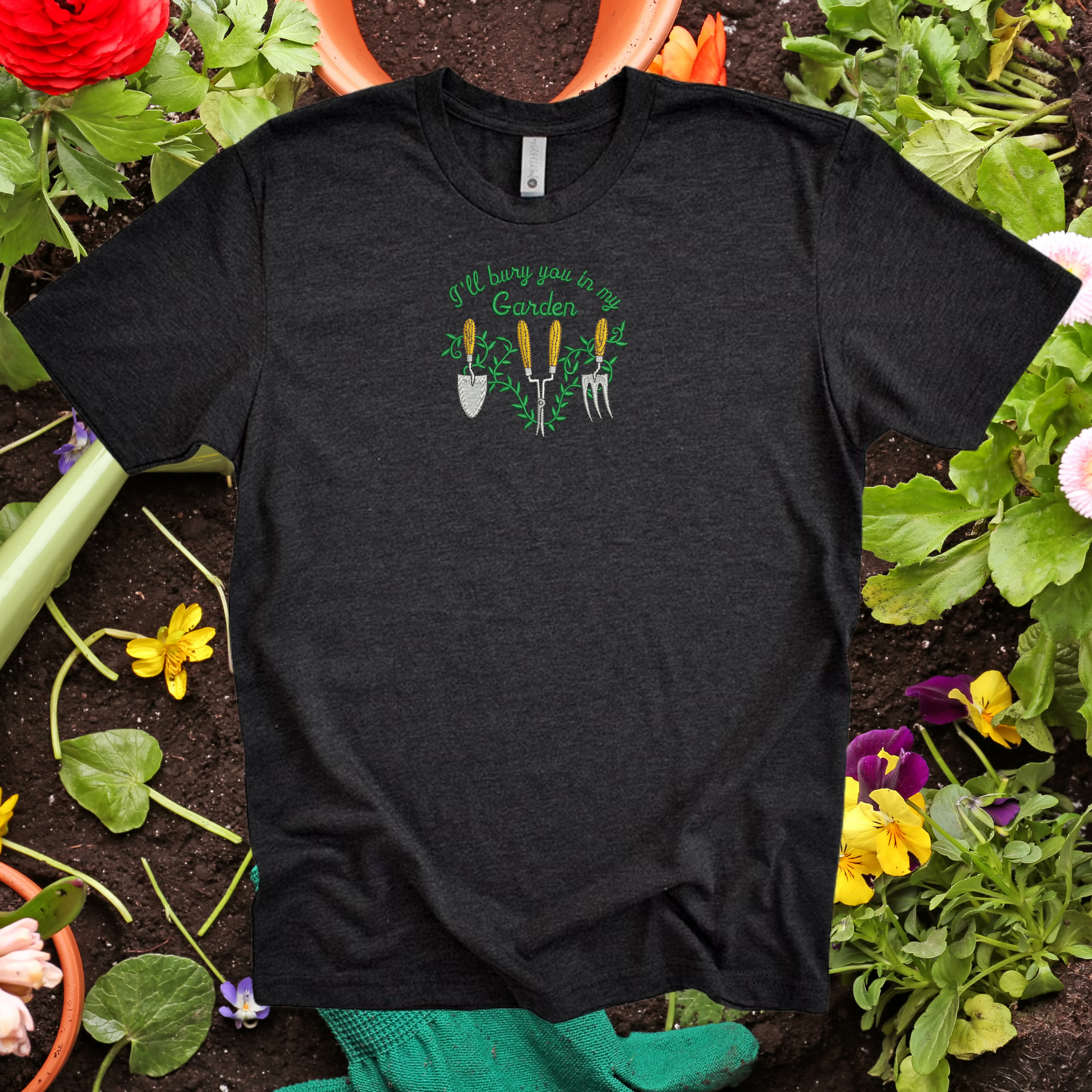 Bury You In My Garden Embroidered Tee Shirt Unisex