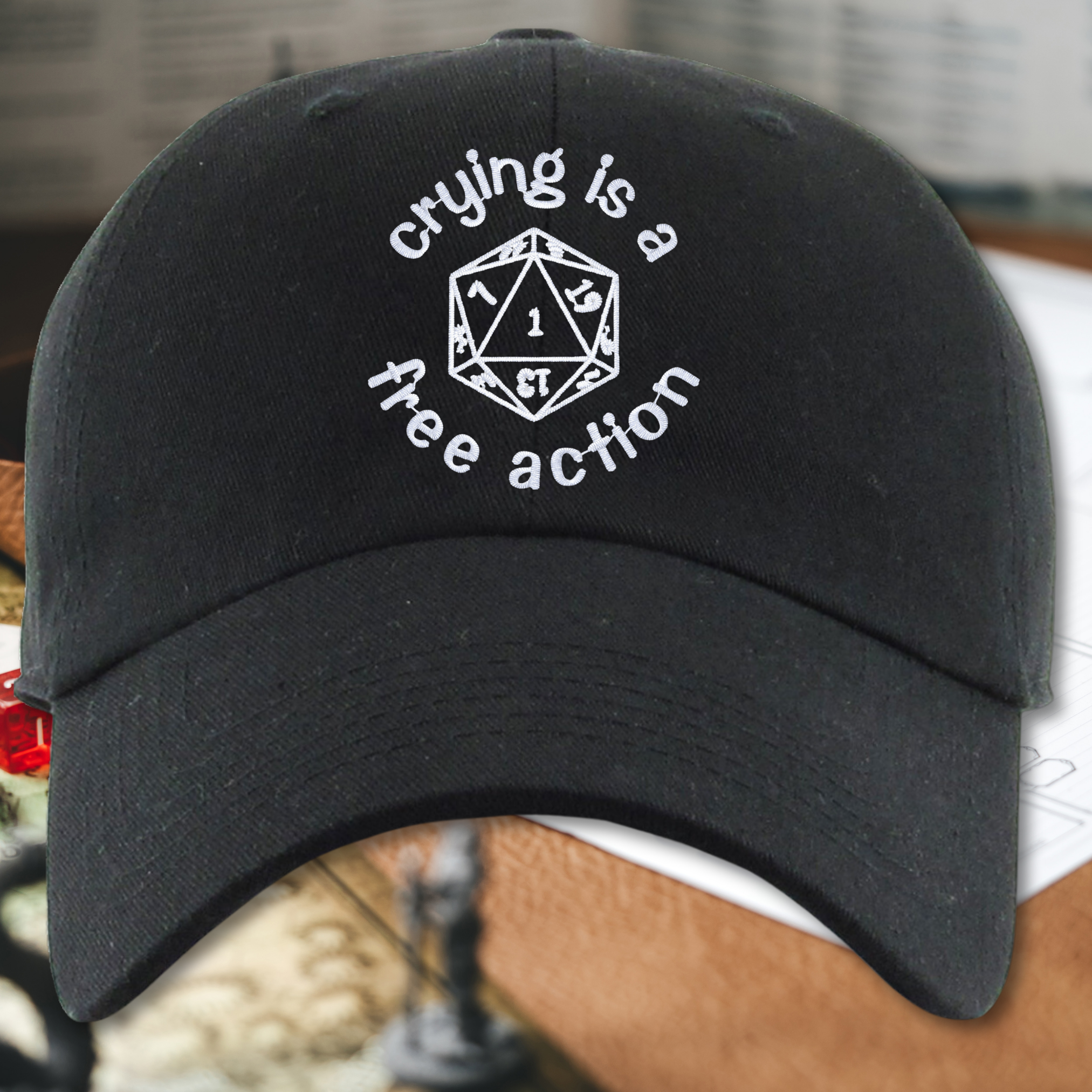 Crying is a Free Action Embroidered Dad Hat, One Size Fits All