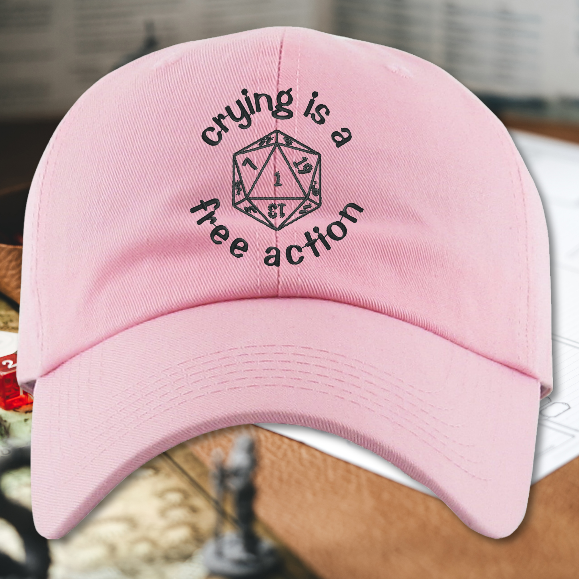 Crying is a Free Action Embroidered Dad Hat, One Size Fits All