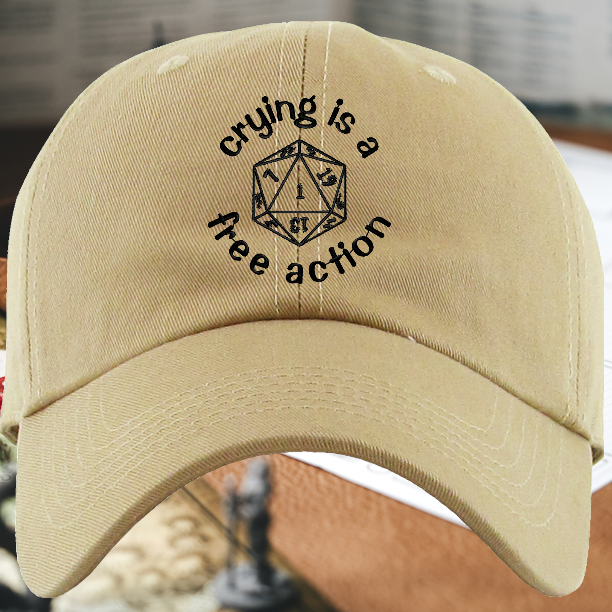 Crying is a Free Action Embroidered Dad Hat, One Size Fits All