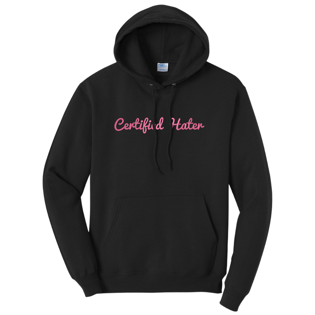 Certified Hater Embroidered Black Hoodie, Unisex