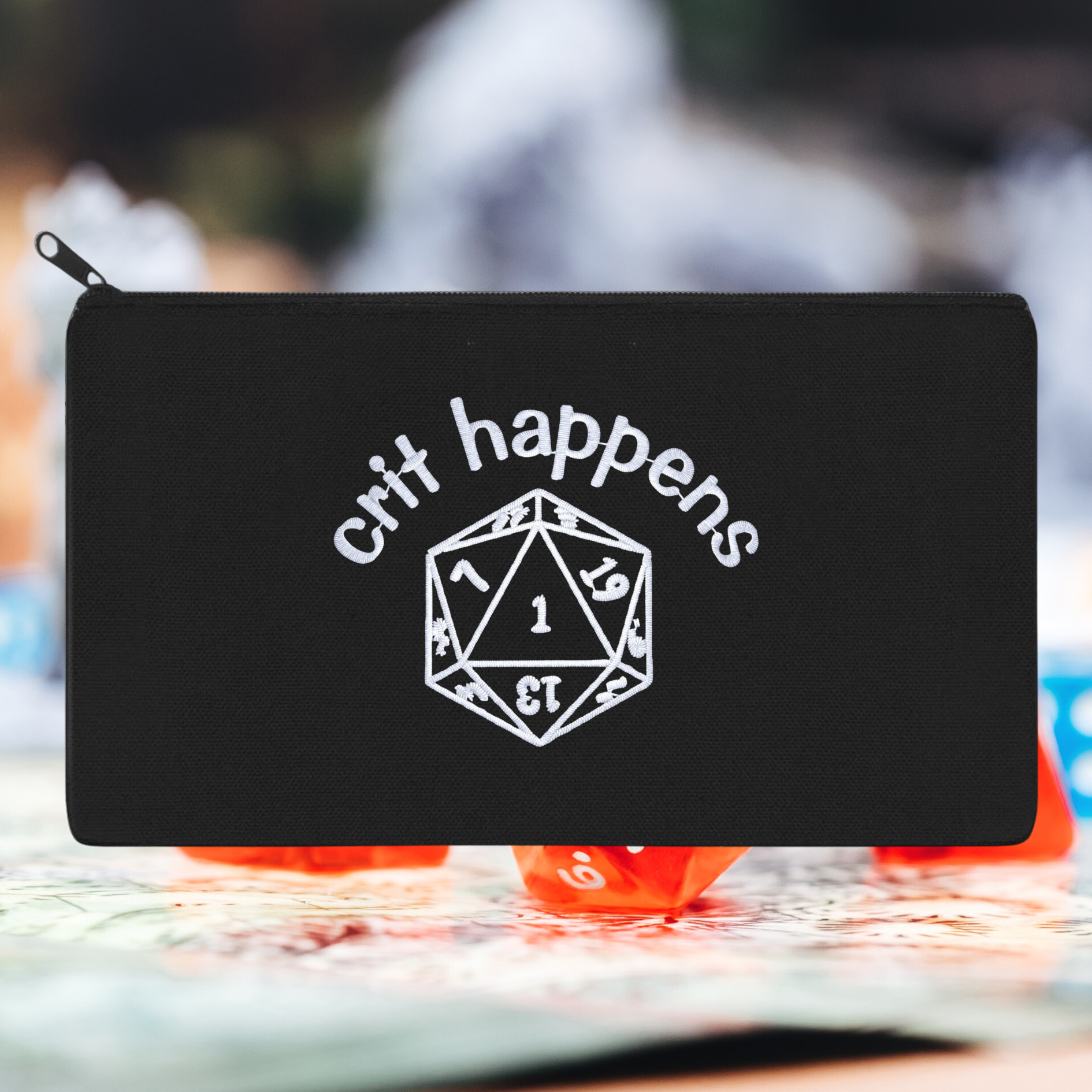 Crit Happens Embroidered Multipurpose Zipper Pouch Bag