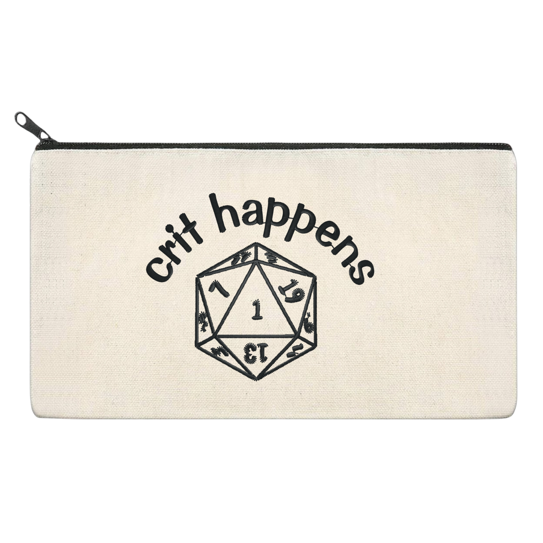 Crit Happens Embroidered Multipurpose Zipper Pouch Bag