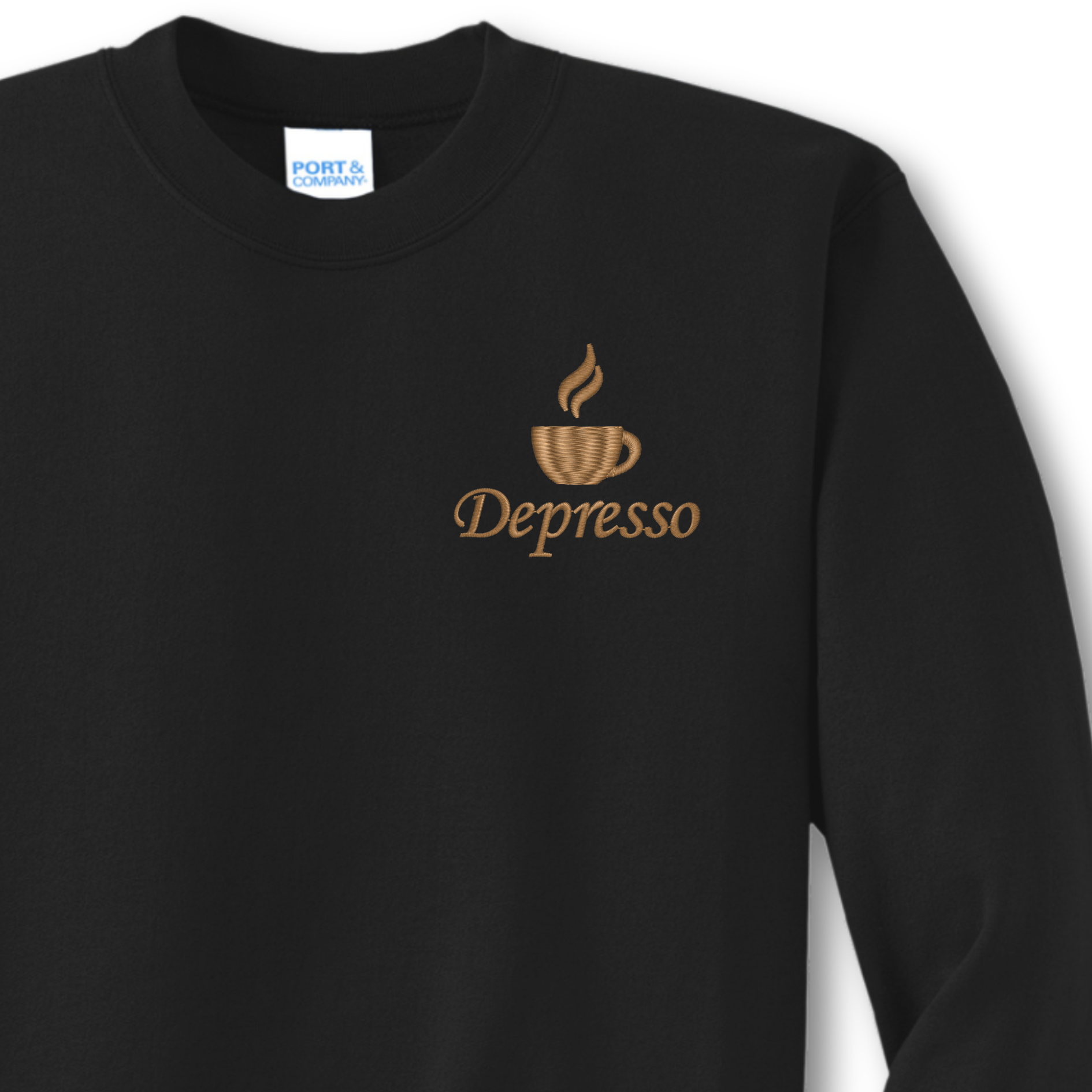 Depresso Embroidered Crewneck Sweatshirt, Unisex