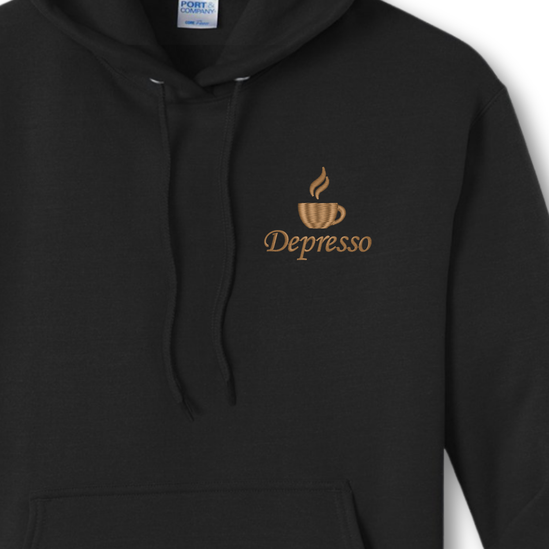 Depresso Black Hoodie, Unisex