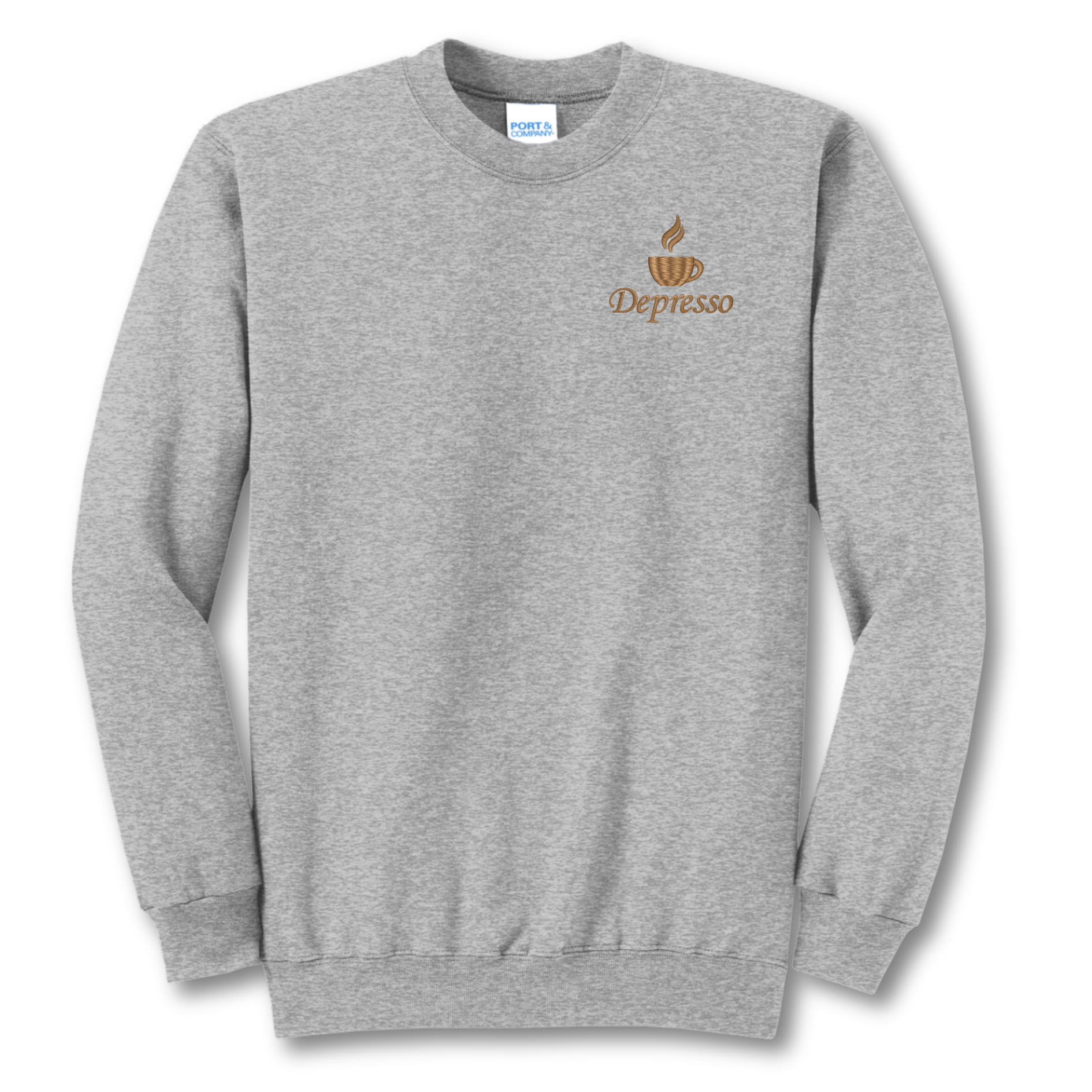 Depresso Embroidered Crewneck Sweatshirt, Unisex