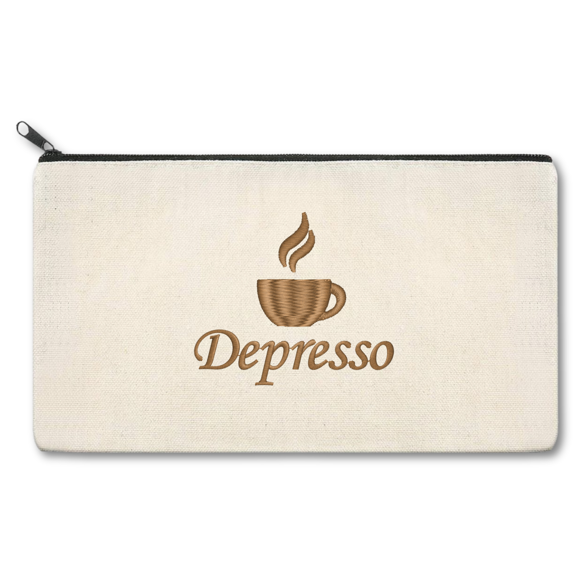 Depresso Embroidered Multipurpose Zipper Pouch Bag