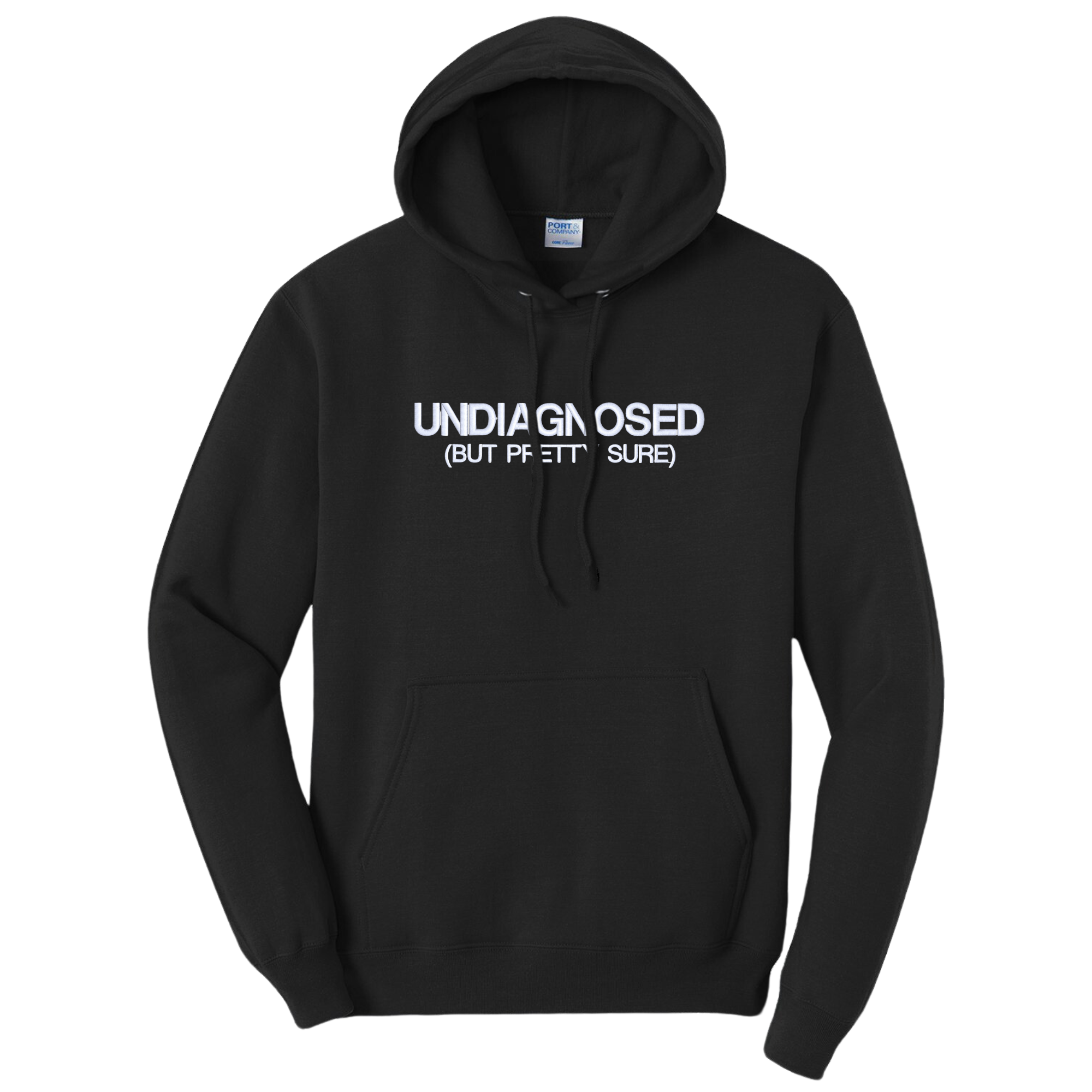 Undiagnosed But Pretty Sure Embroidered Black Hoodie, Unisex