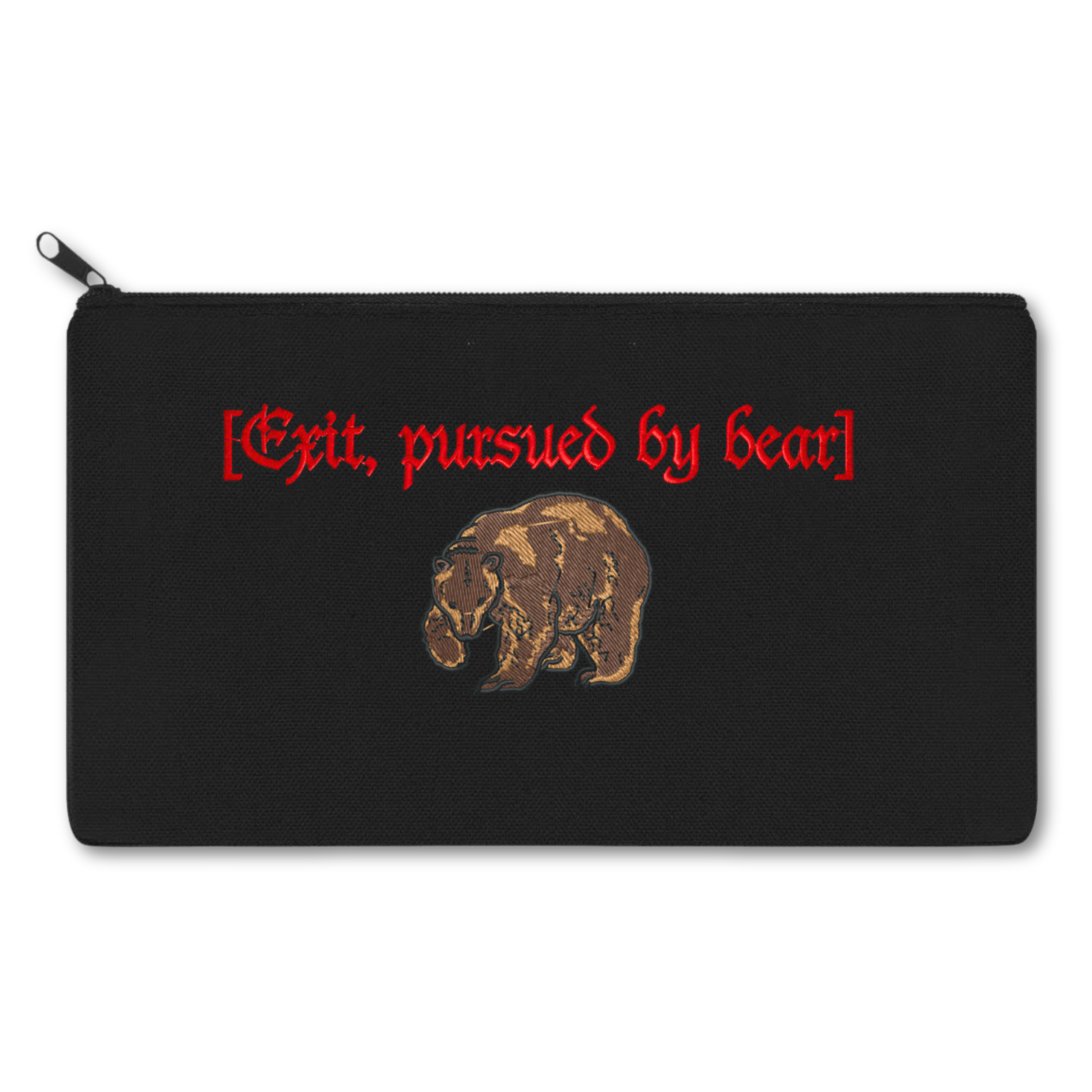 Exit Pursued By Bear Embroidered Multipurpose Zipper Pouch Bag