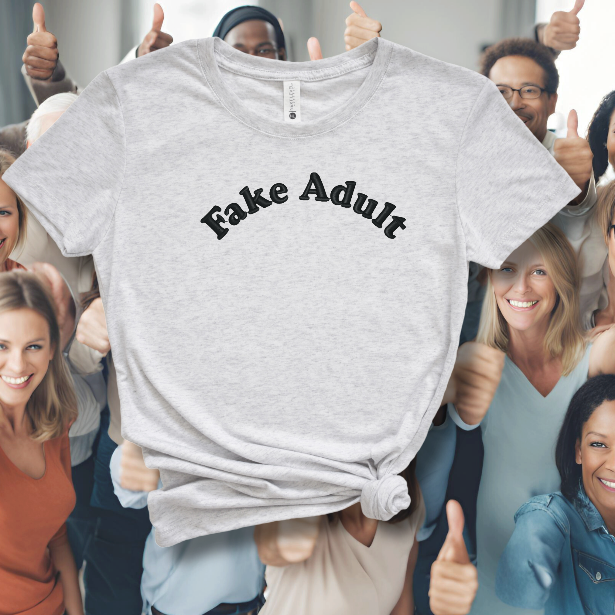 Fake Adult Embroidered Tee Shirt, Unisex