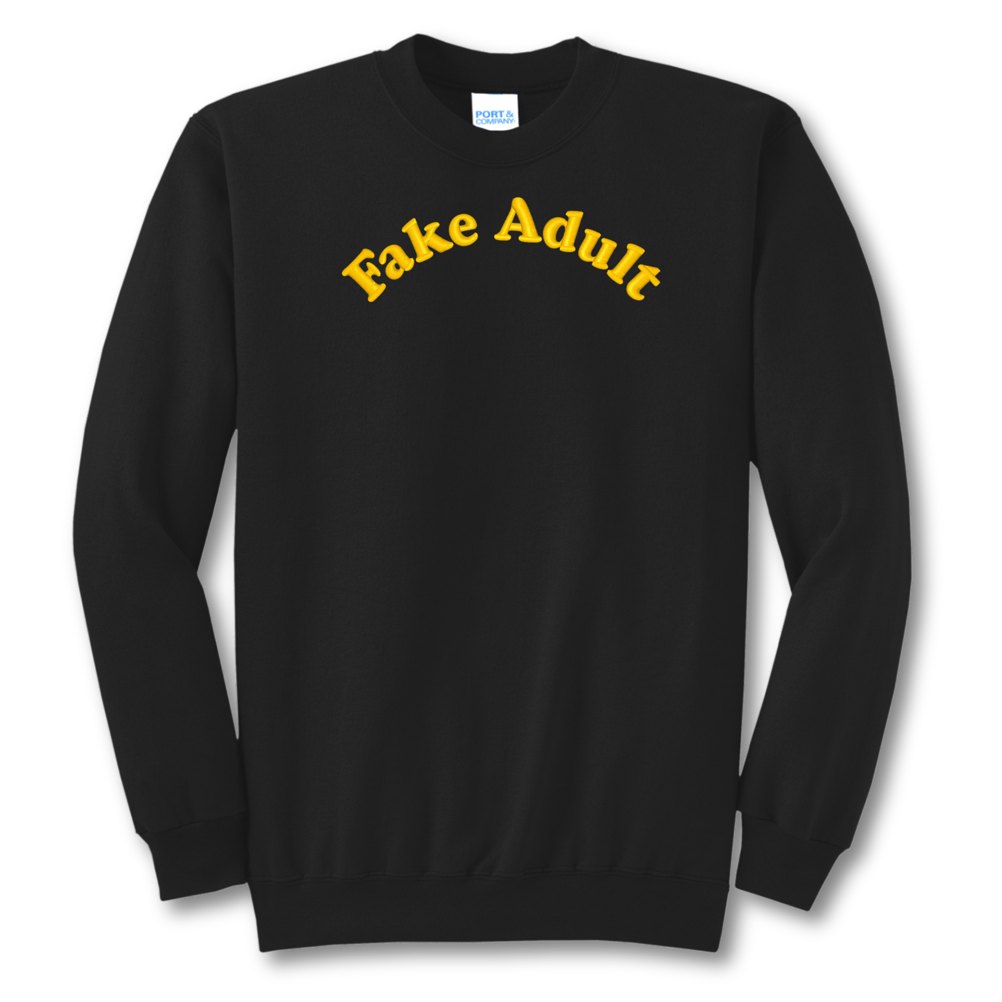 Fake Adult Embroidered Crewneck Sweatshirt, Unisex