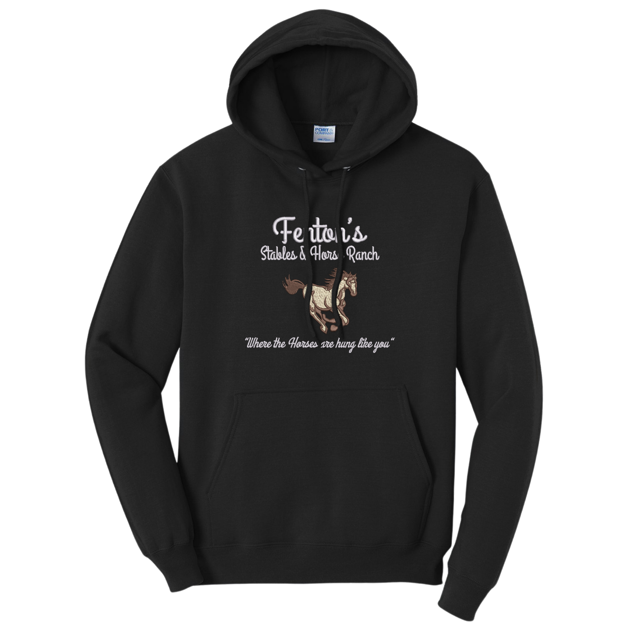 Fenton's Stables & Horse Ranch Where The Horses are Hung Like You ITYSL I Think You Should Leave Parody  Black Hoodie, Unisex