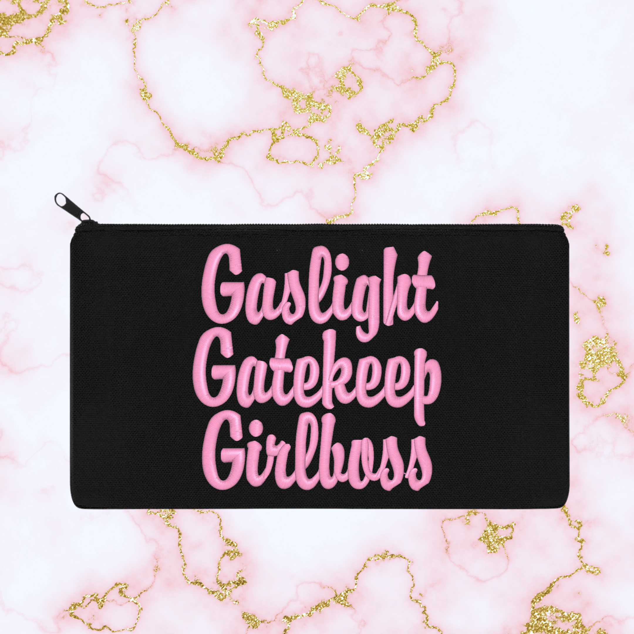 Gaslight Gatekeep Girlboss Embroidered Multipurpose Zipper Pouch Bag