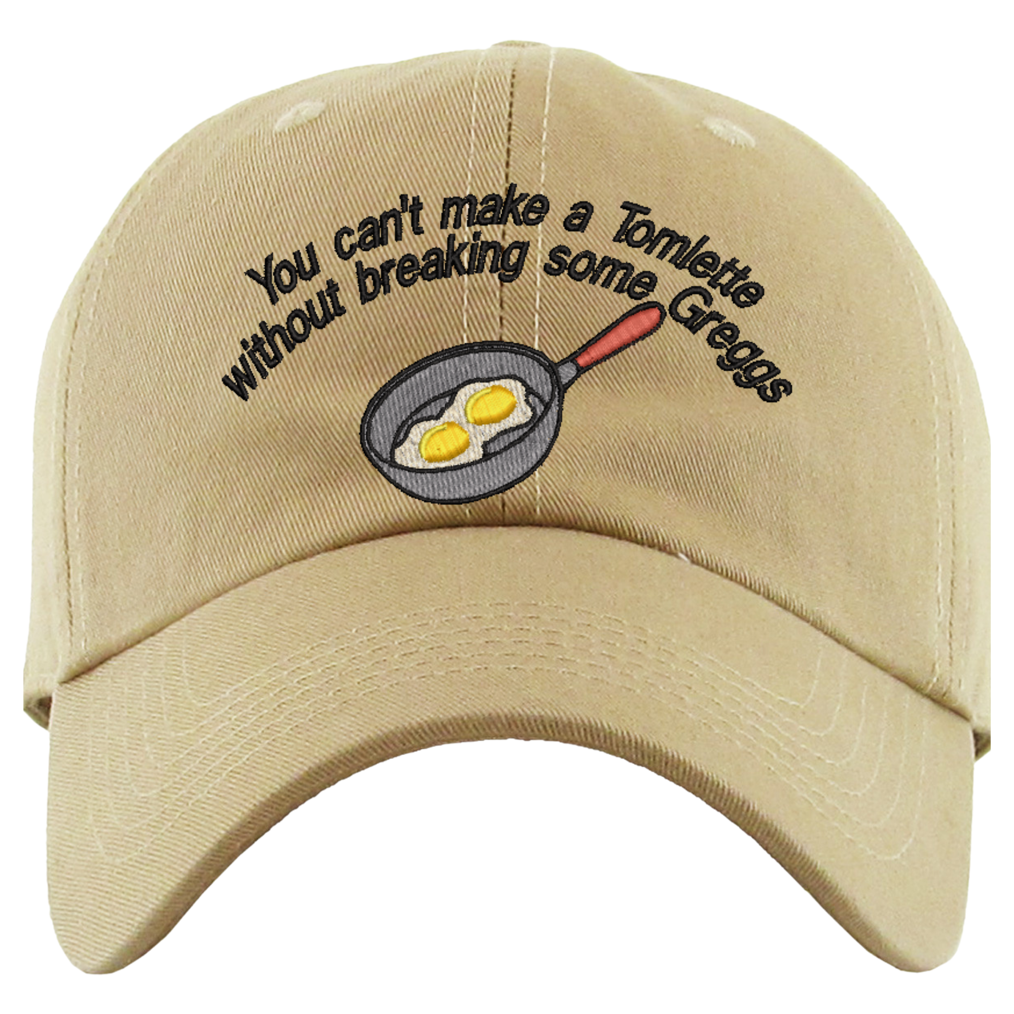 You Can't Make a Tomlette Without Breaking Some Greggs Succession Quote Tom Wombsgans Embroidered Black Dad Hat, One Size Fits All