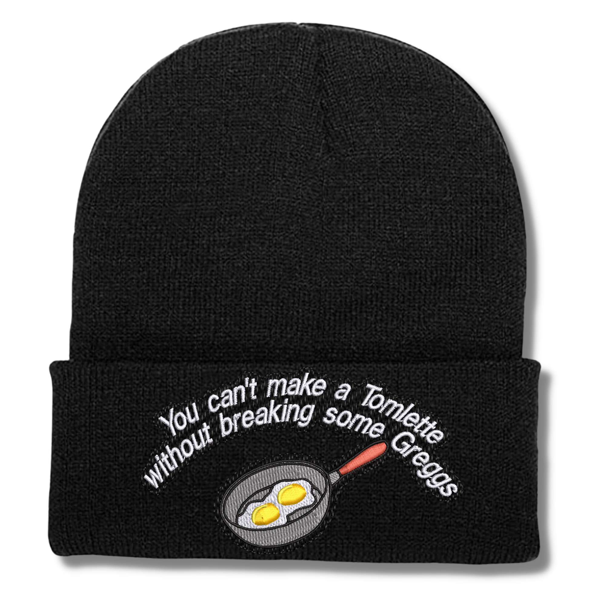 You Can't Make a Tomlette Without Breaking Some Greggs Succession Tom Wombsgans Quote Embroidered Beanie Hat, One Size Fits All