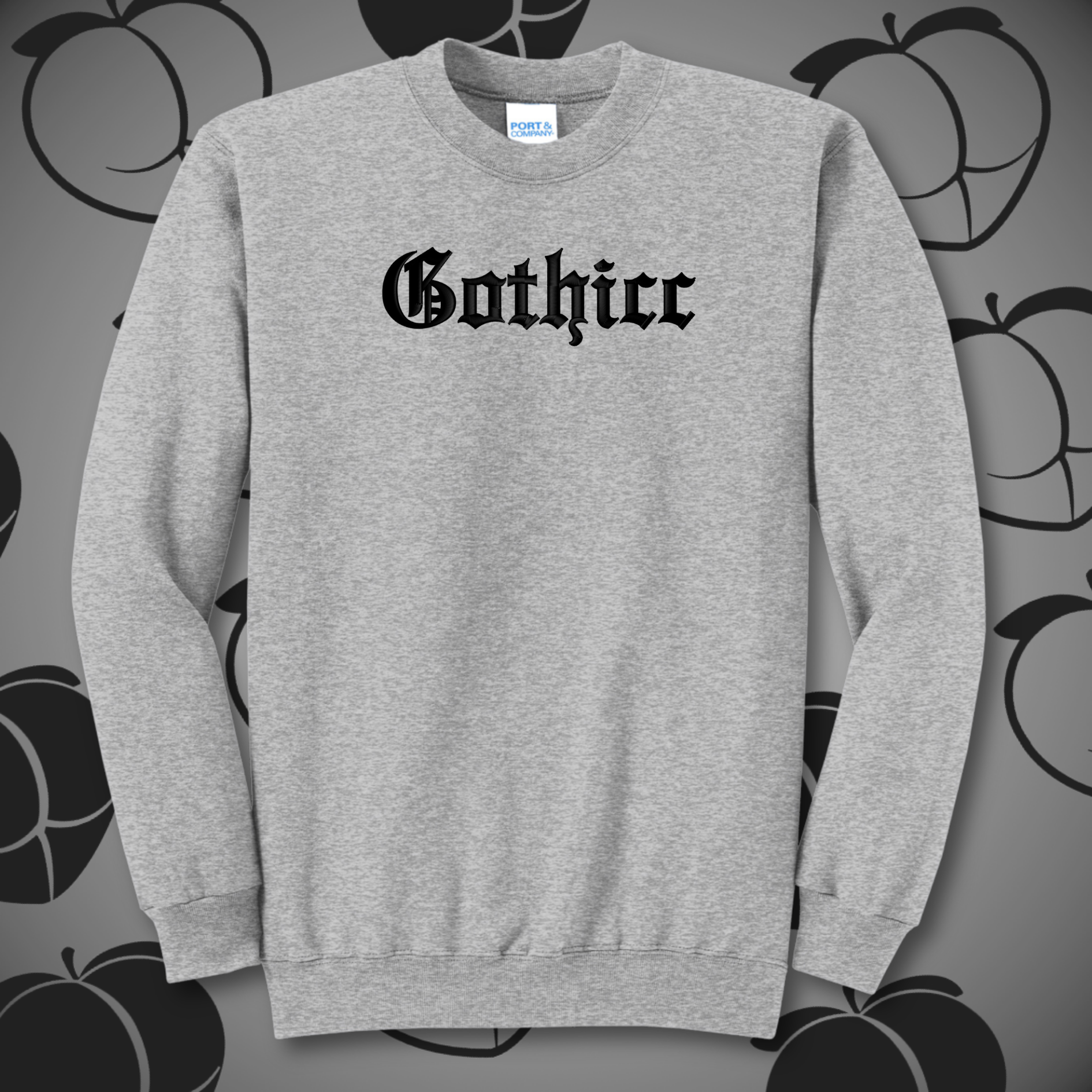 Gothicc Embroidered Crewneck Sweatshirt, Unisex