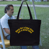 Here for a Long Time Not a Good Time  Embroidered Canvas Tote Bag