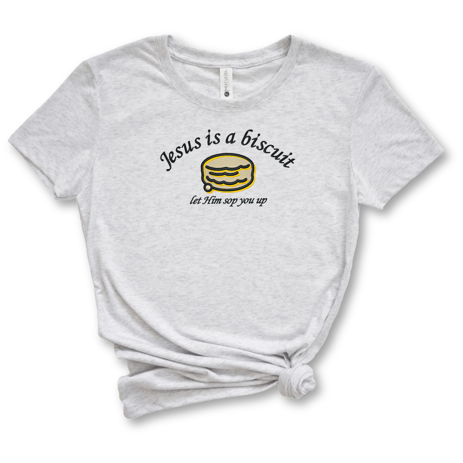 Jesus Biscuit Embroidered Tee Shirt, Unisex